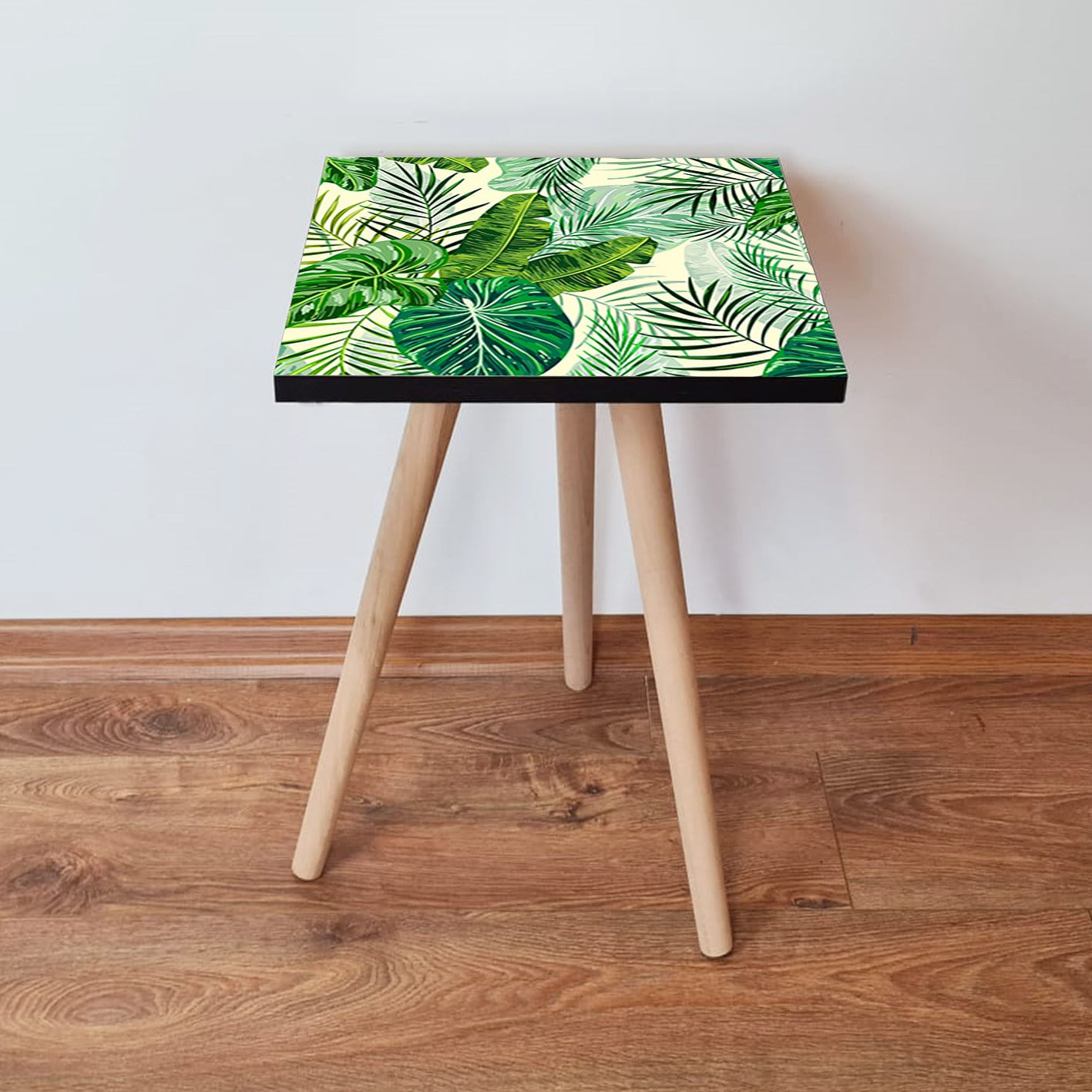 Masuta laterala, Hanah Home, mdf, verde crem negru, 35x35x42 cm