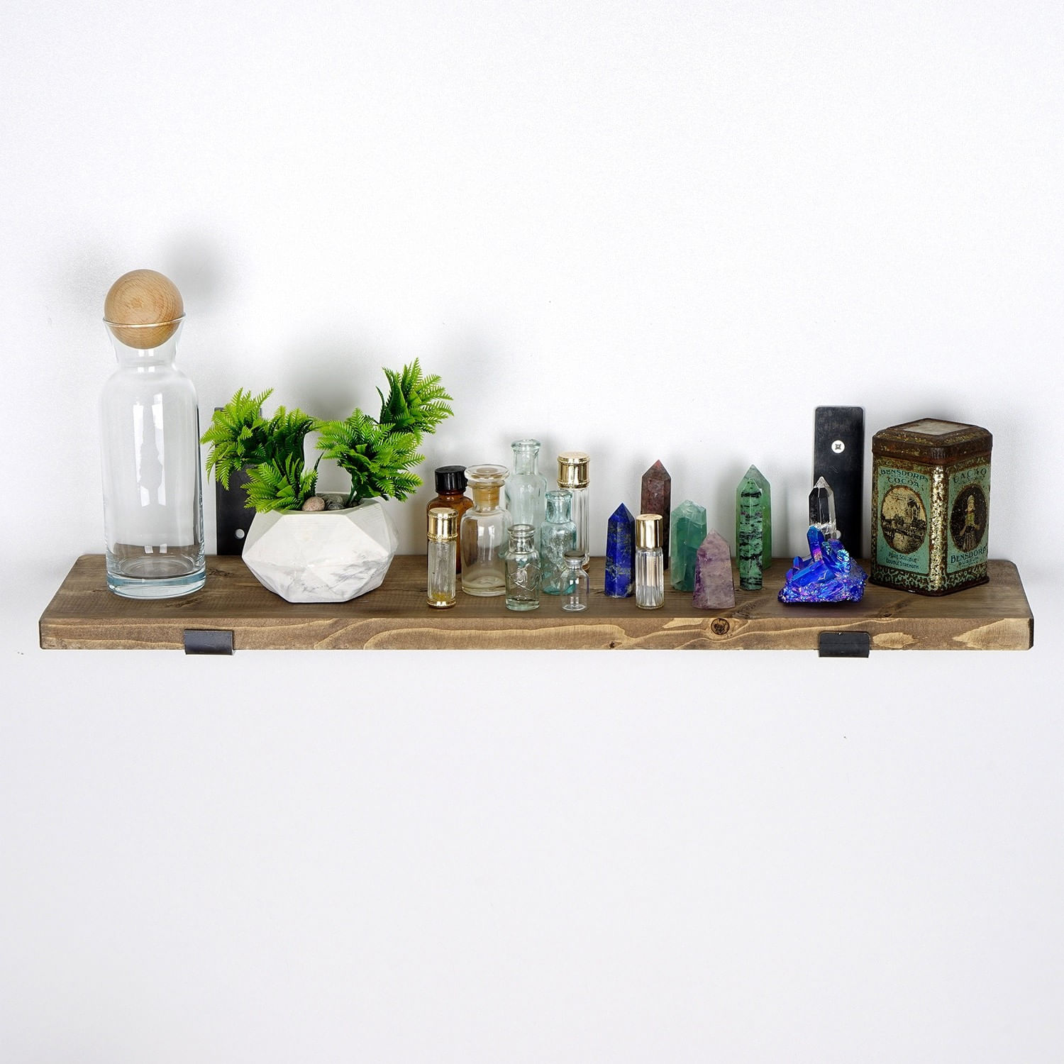 Raft de perete, Hanah Home, lemn de molid, negru si nuc, 60x16x14 cm — imaginea 3