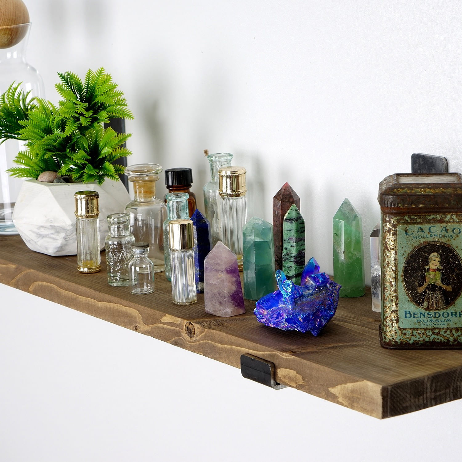 Raft de perete, Hanah Home, lemn de molid, negru si nuc, 60x16x14 cm — imaginea 7