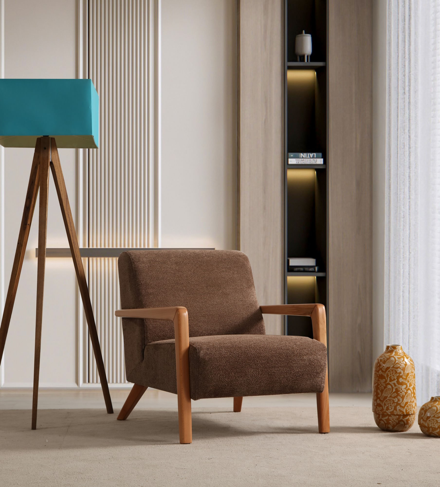 Fotoliu, Atelier Del Sofa, lemn de fag, maro, 72x92x80 cm — imaginea 7