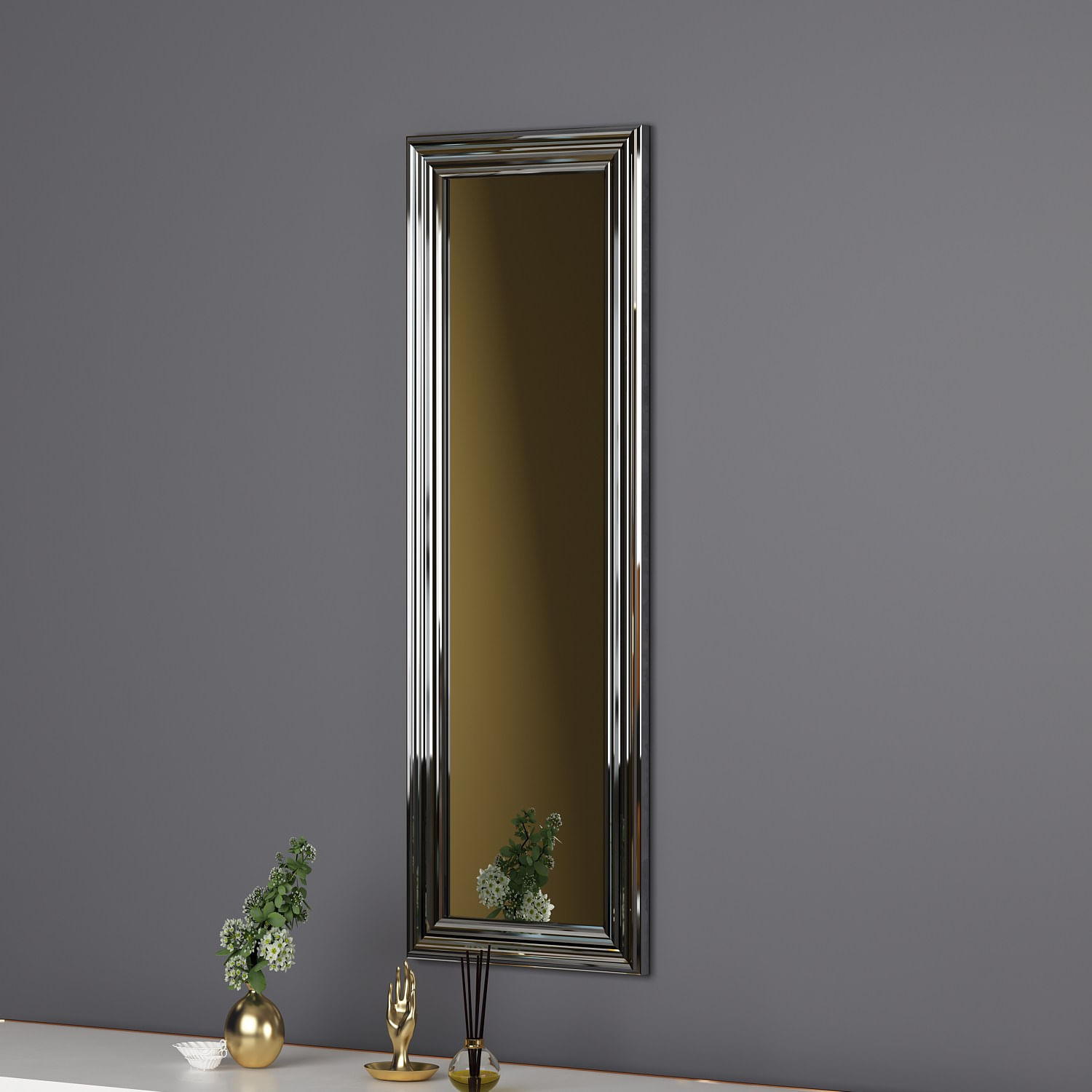 Oglinda, Hanah Home, mdf, argintiu, 30x90x3 cm