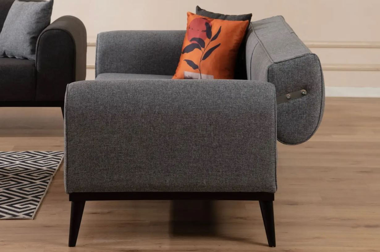 Canapea extensibila 3 locuri, Atelier Del Sofa, lemn de fag, gri deschis, 220x84x77 cm — imaginea 2