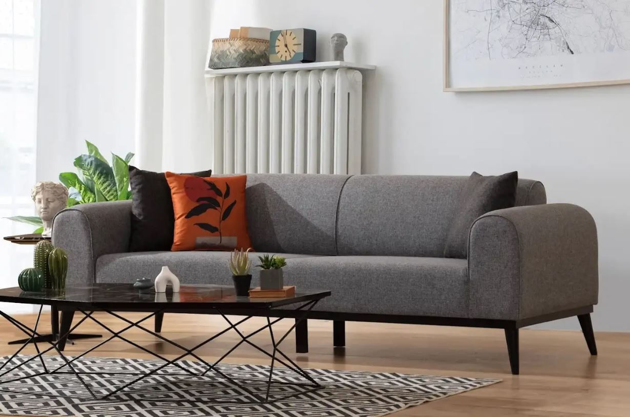 Canapea extensibila 3 locuri, Atelier Del Sofa, lemn de fag, gri deschis, 220x84x77 cm — imaginea 5