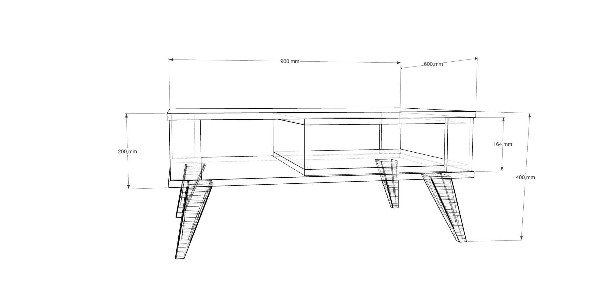 Masuta de cafea, Hanah Home, pal melaminat, stejar si alb, 90x60x40 cm