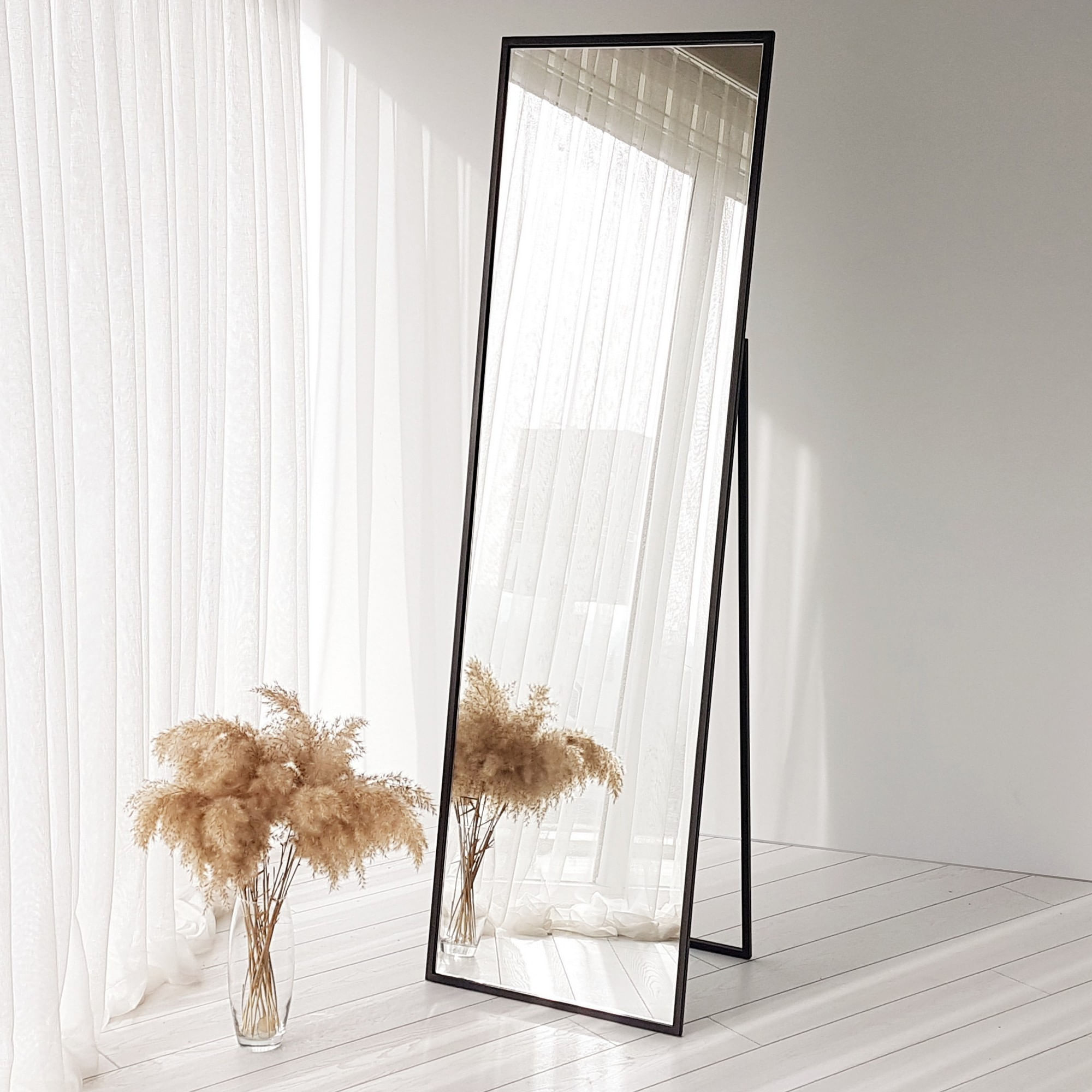 Oglinda de podea, Hanah Home, metal, negru, 170x50 cm