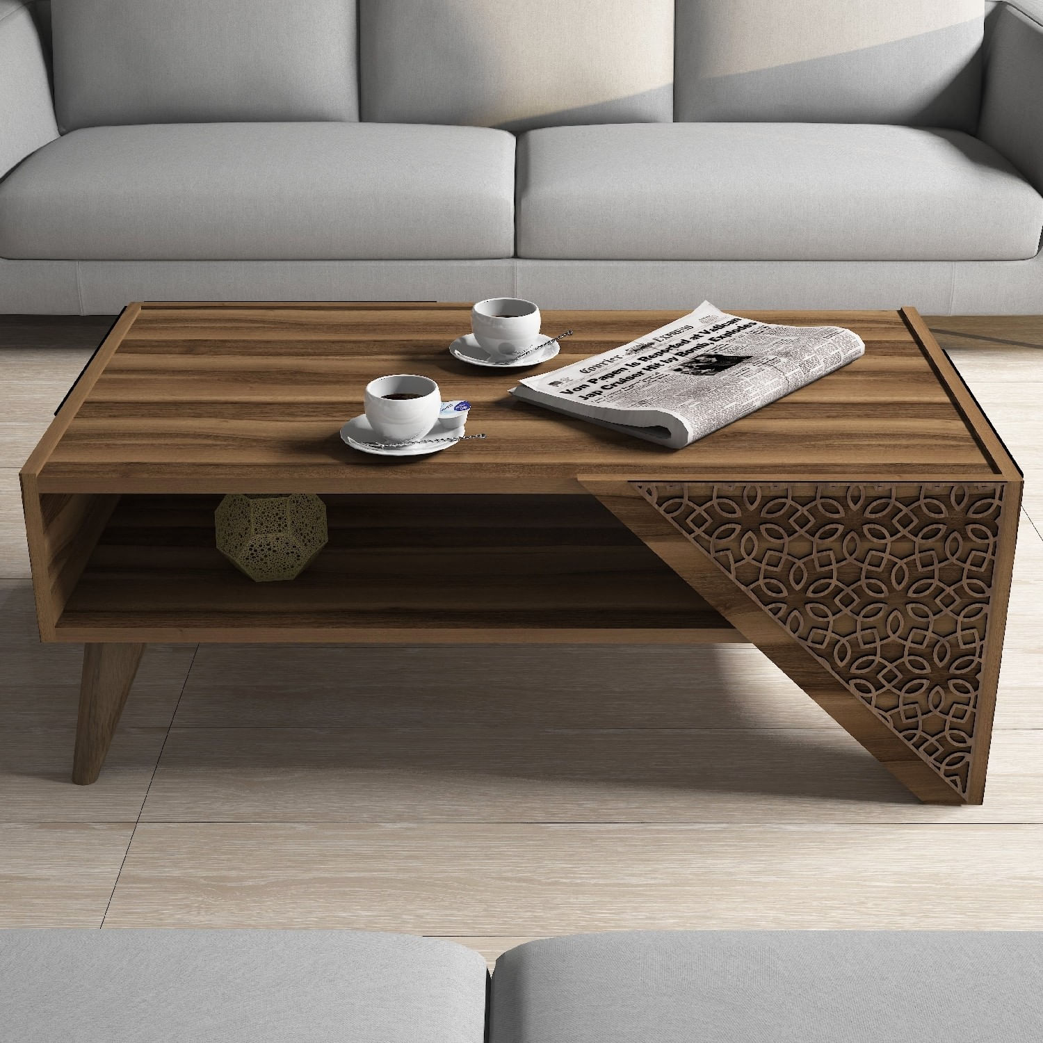 Masuta de cafea, Hanah Home, pal melaminat, nuc, 105x40x58 cm — imaginea 3