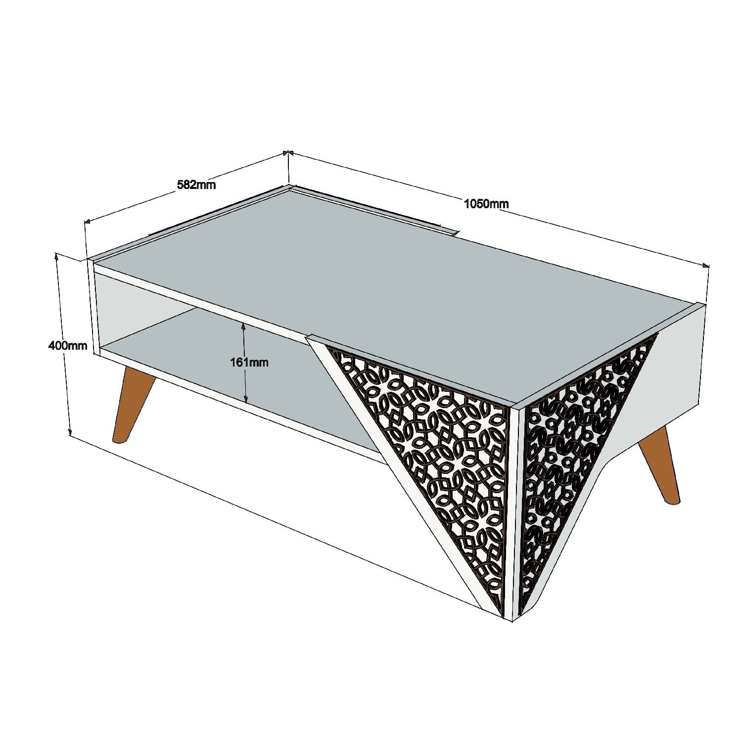 Masuta de cafea, Hanah Home, pal melaminat, nuc, 105x40x58 cm — imaginea 4