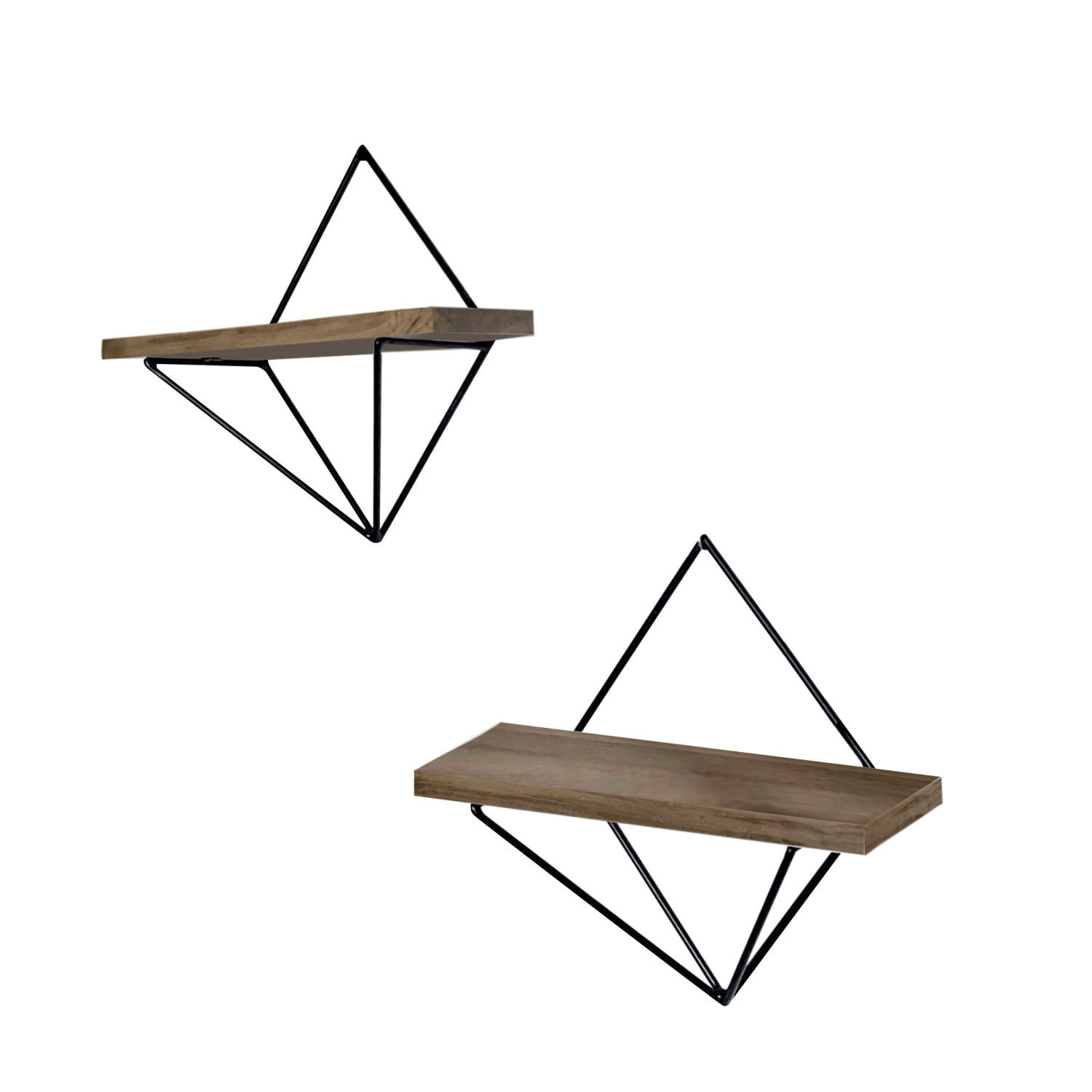Raft de perete, Hanah Home, lemn de molid, nuc si negru, 30x14x30 cm, set 2 bucati — imaginea 2