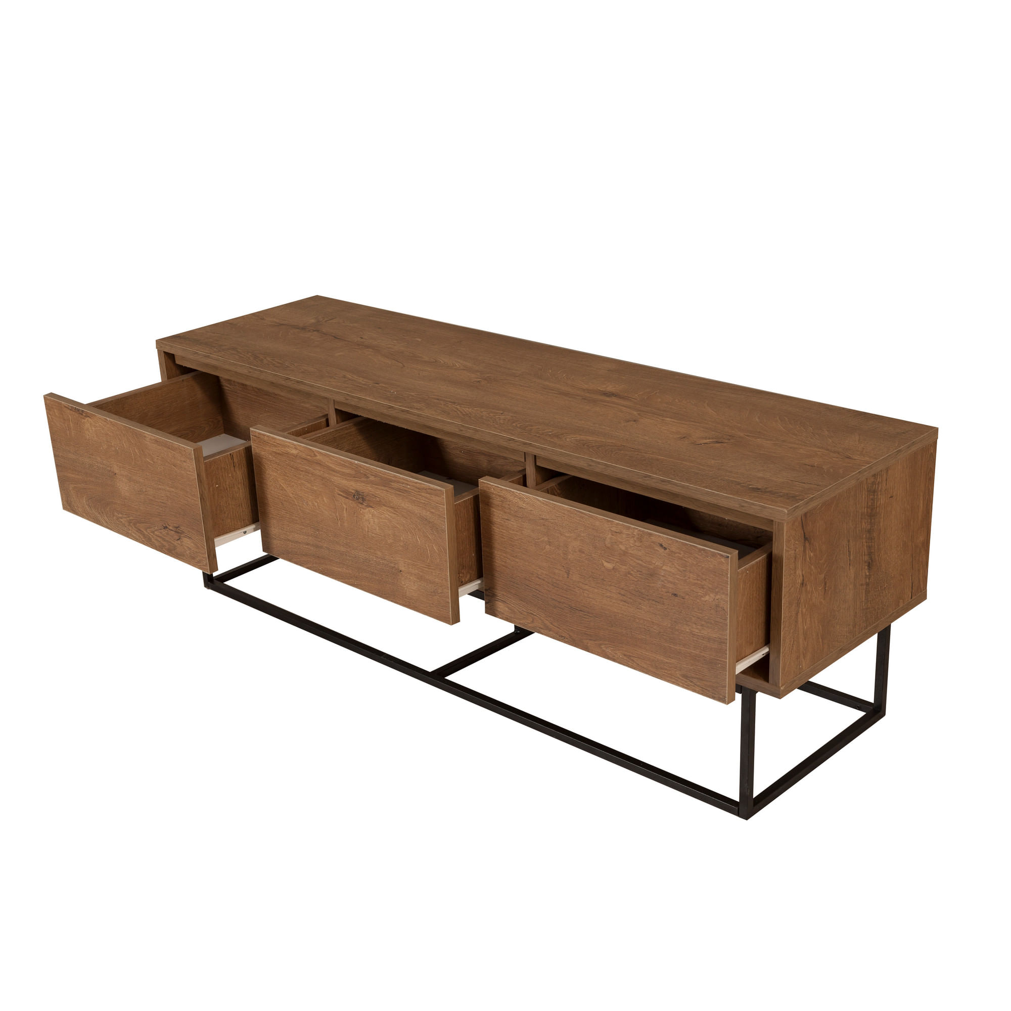 Comoda tv, Hanah Home, pal melaminat, nuc negru, 140x40x50 cm — imaginea 4