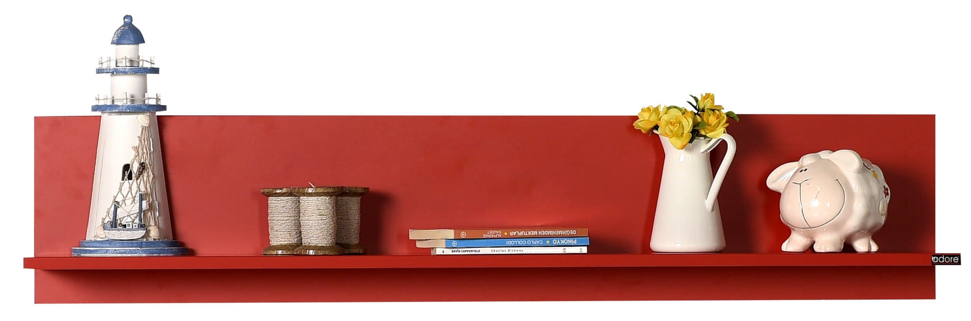 Raft de perete, Hanah Home, pal melaminat, rosu, 120x25x20 cm