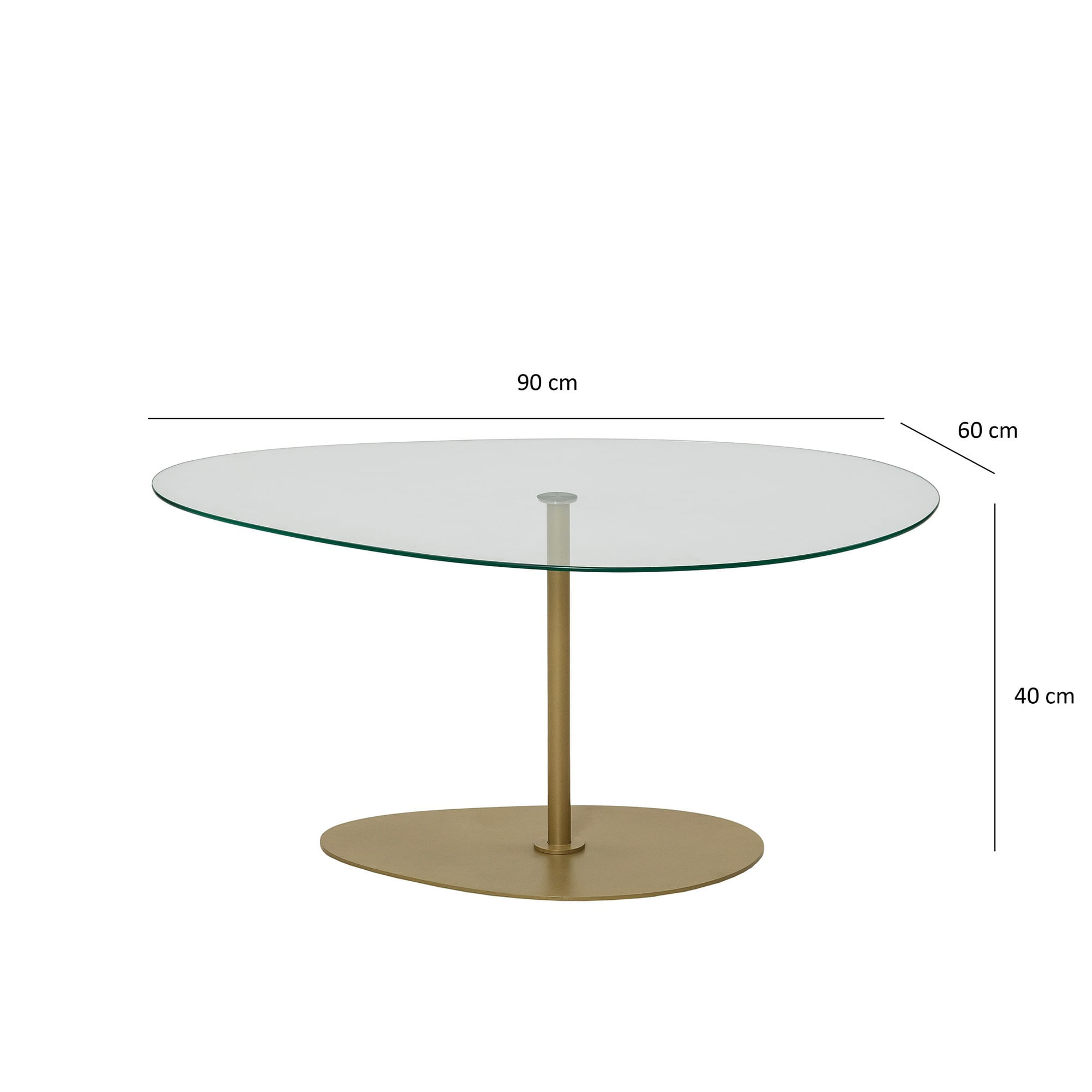 Masuta de cafea, Hanah Home, sticla securizata, transparent auriu, 90x60x40 cm — imaginea 3