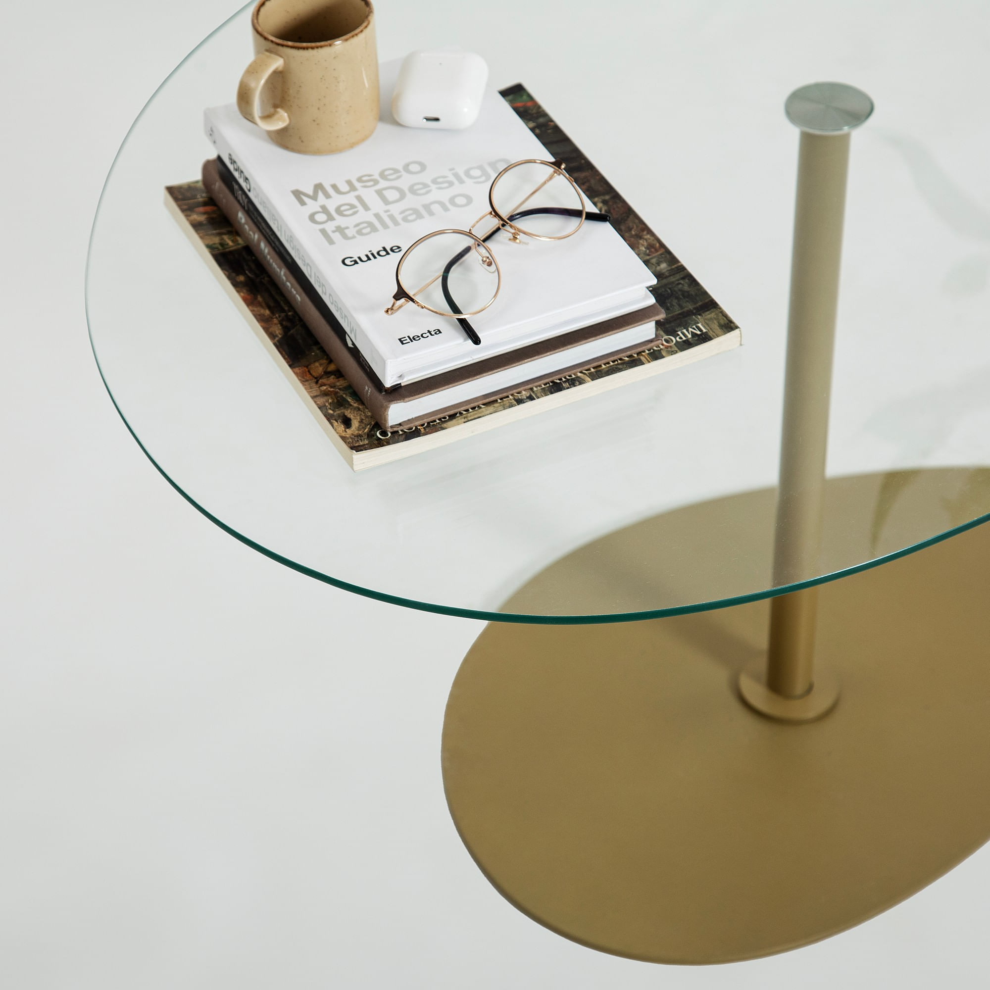 Masuta de cafea, Hanah Home, sticla securizata, transparent auriu, 90x60x40 cm — imaginea 6