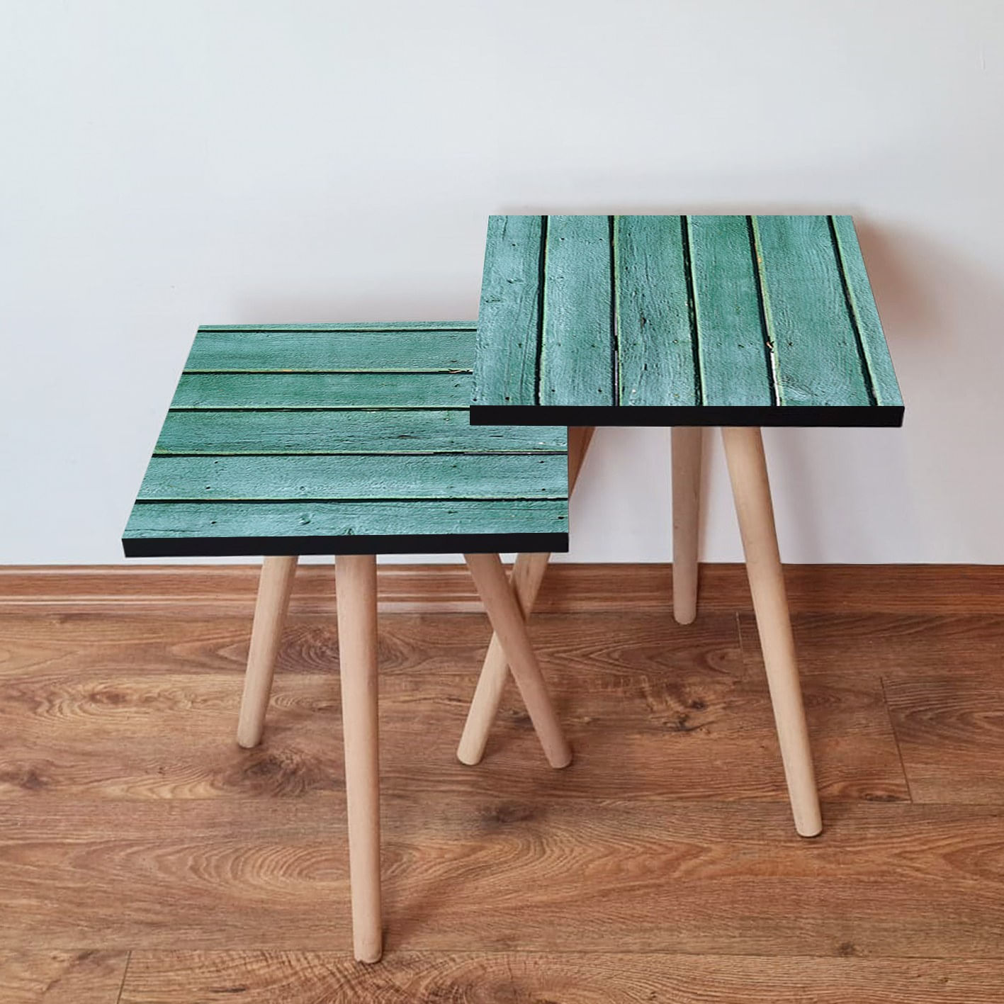 Set masute de cafea, Hanah Home, mdf, albastru, 35x47x35 cm, 35x42x35 cm