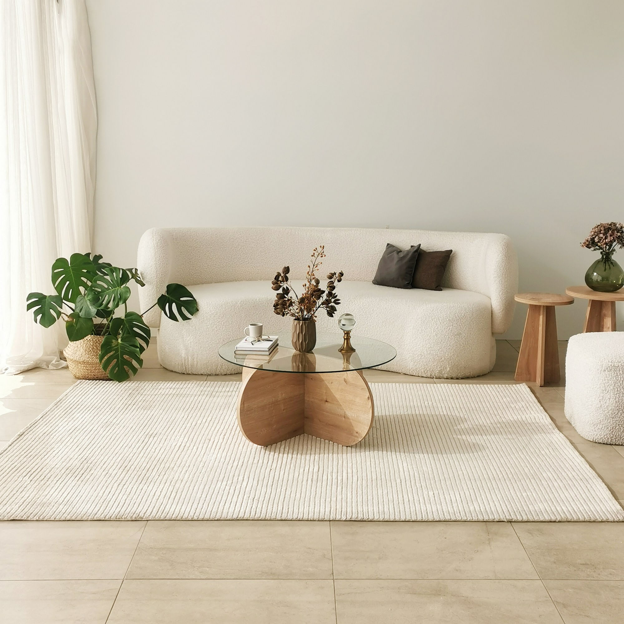 Masuta de cafea, Hanah Home, sticla calita si pal melaminat, stejar safir, 75x75x35 cm — imaginea 4