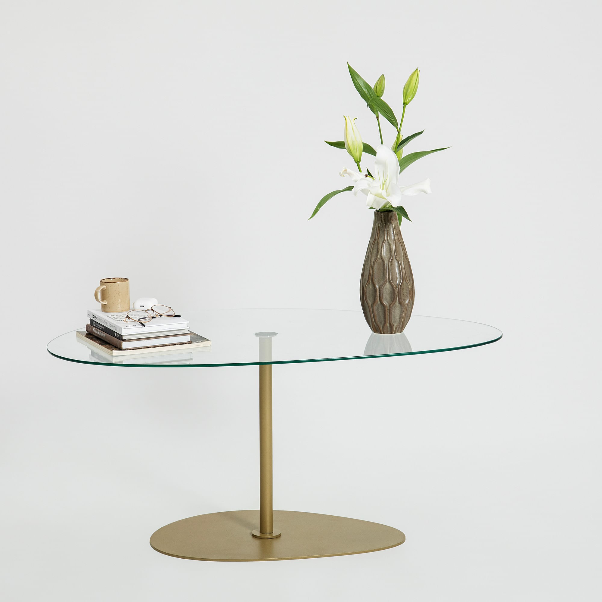 Masuta de cafea, Hanah Home, sticla securizata, transparent auriu, 90x60x40 cm — imaginea 9