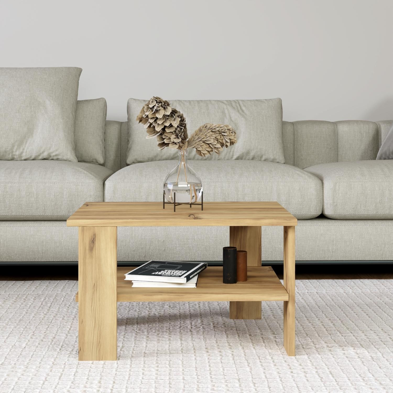 Masuta de cafea, Hanah Home, pal melaminat, stejar, 60x45x37 cm — imaginea 3