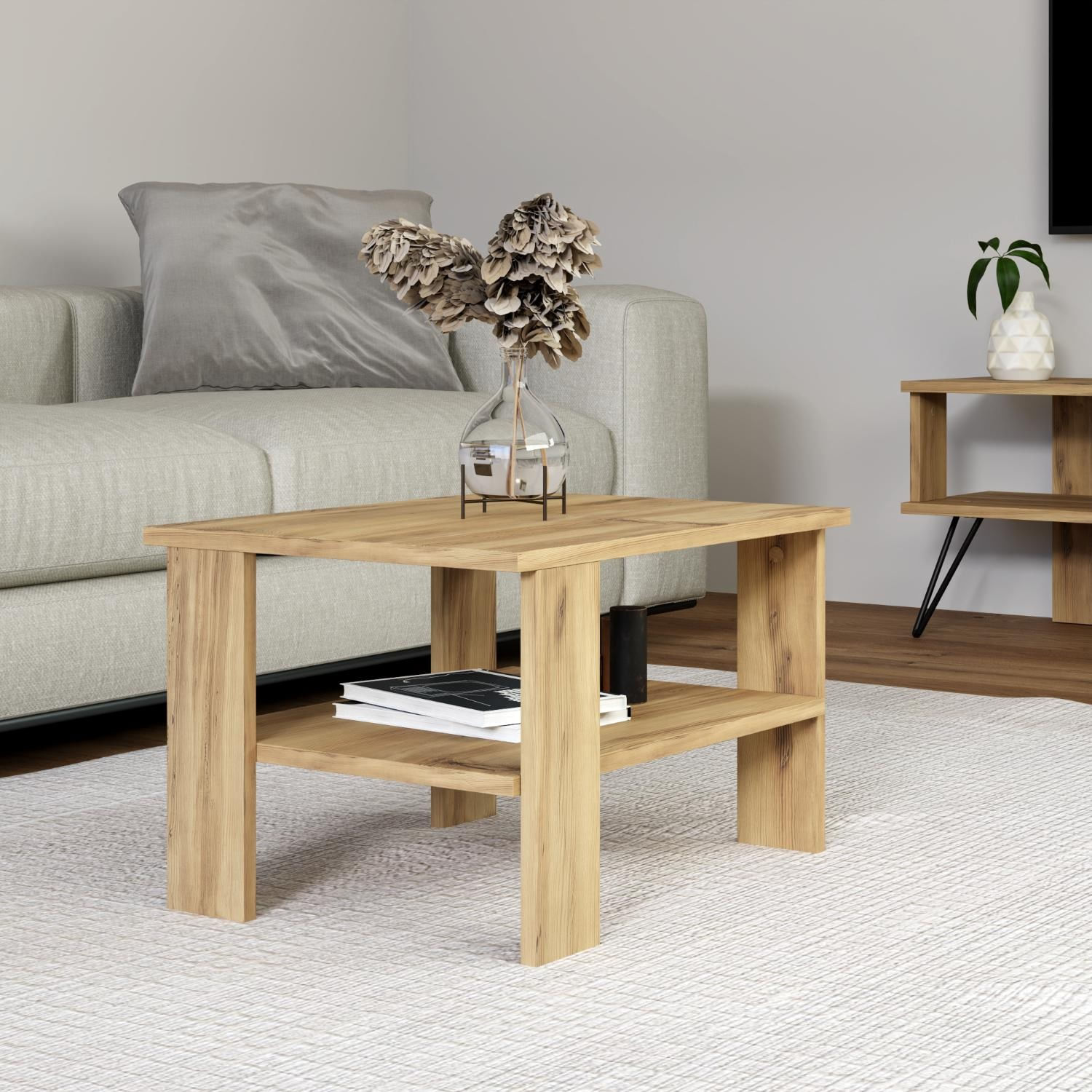 Masuta de cafea, Hanah Home, pal melaminat, stejar, 60x45x37 cm — imaginea 6
