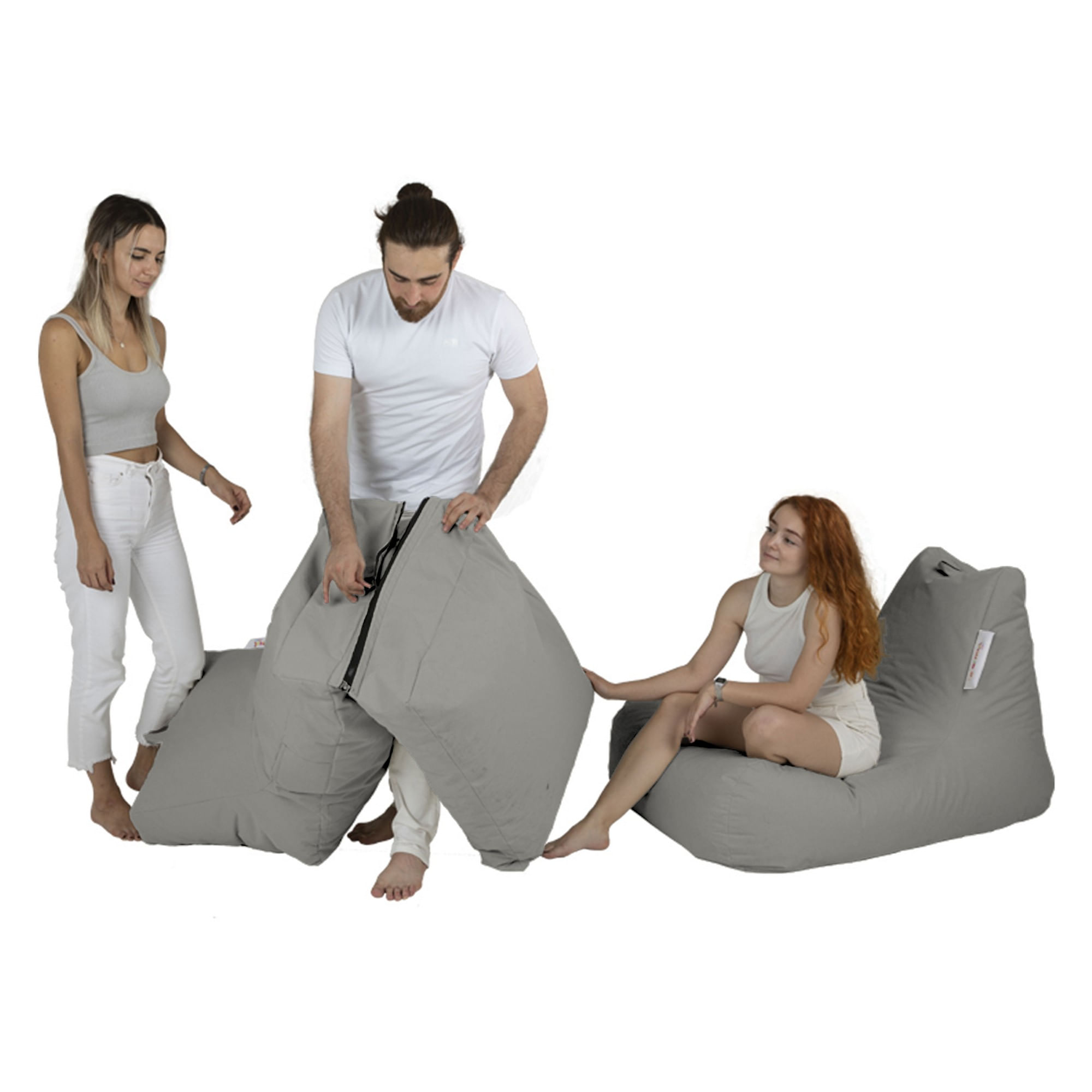 Puf de gradina, Hanah Home, poliester impermeabil, fume, 60x117x50 cm - 1 | YEO