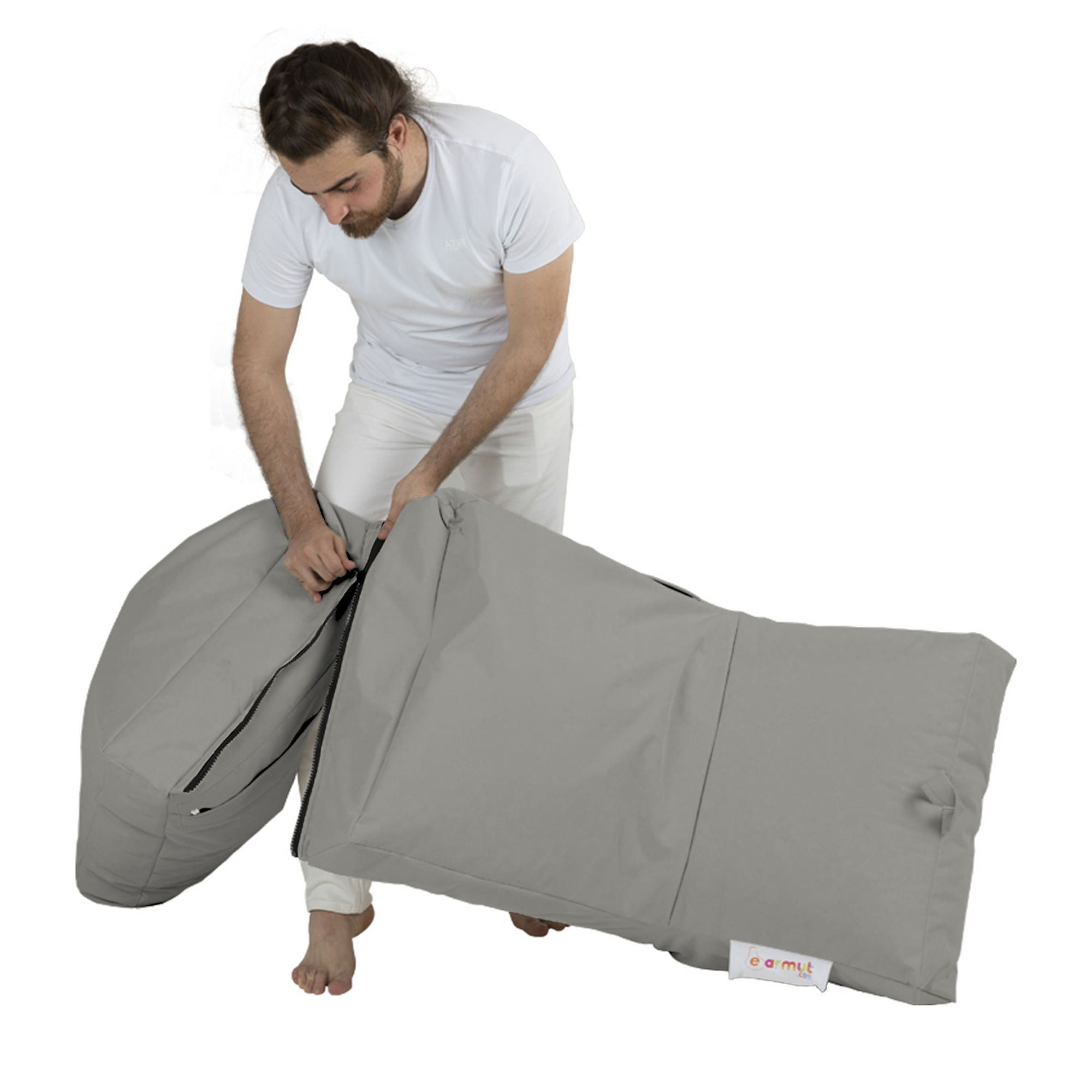 Puf de gradina, Hanah Home, poliester impermeabil, fume, 60x117x50 cm - 2 | YEO