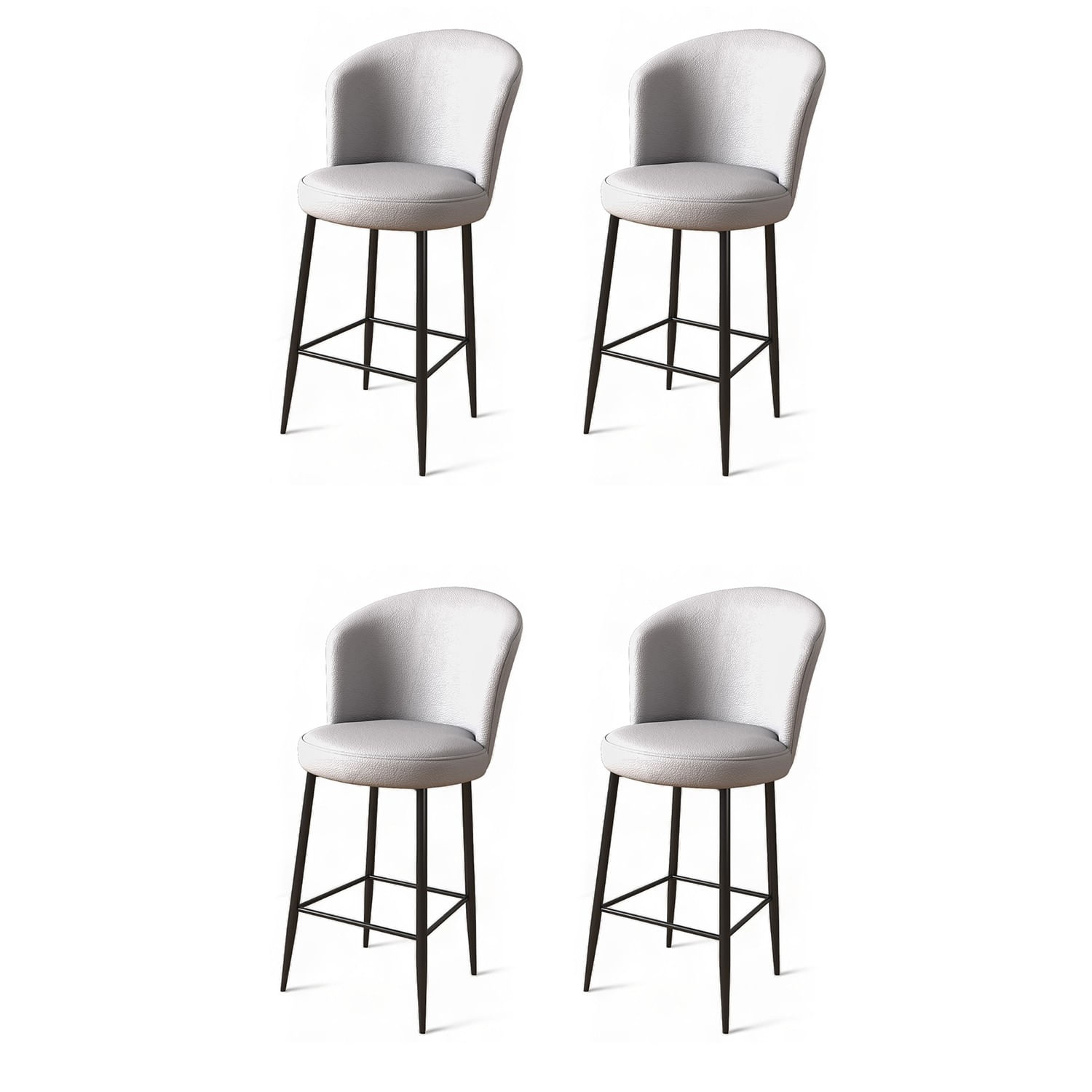 Set scaune de bar, Hanah Home, metal, piele ecologica, gri, negru, 46x40x107 cm, 4 bucati