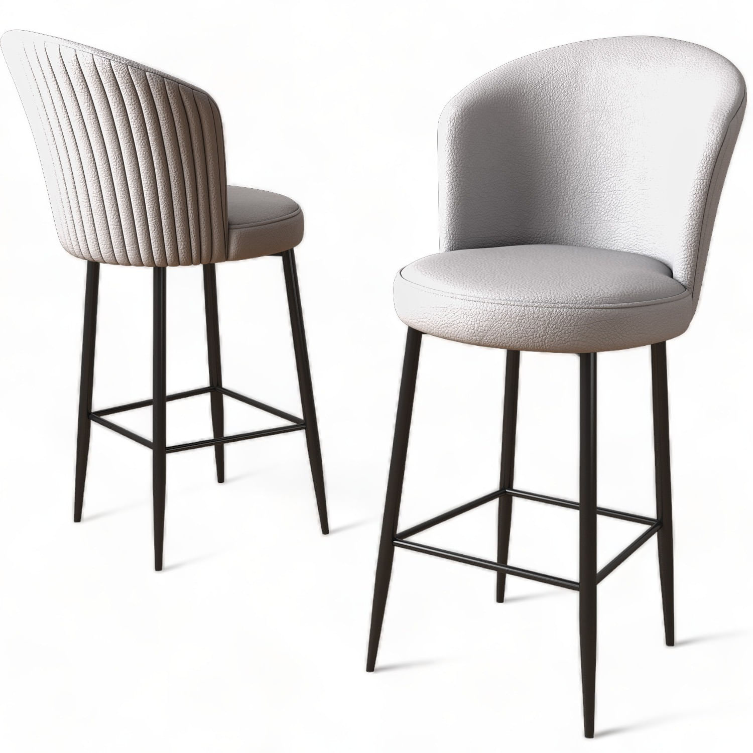 Set scaune de bar, Hanah Home, metal, piele ecologica, gri, negru, 46x40x107 cm, 4 bucati — imaginea 3