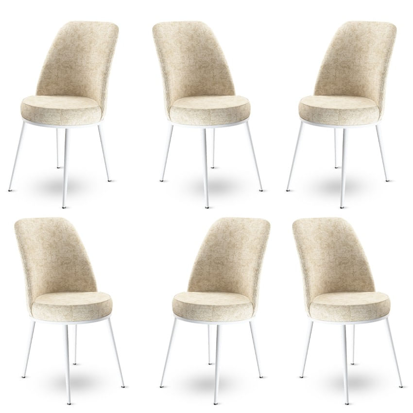 Set scaune, Hanah Home, metal, crem alb, 45x42x89 cm, 6 bucati — imaginea 2