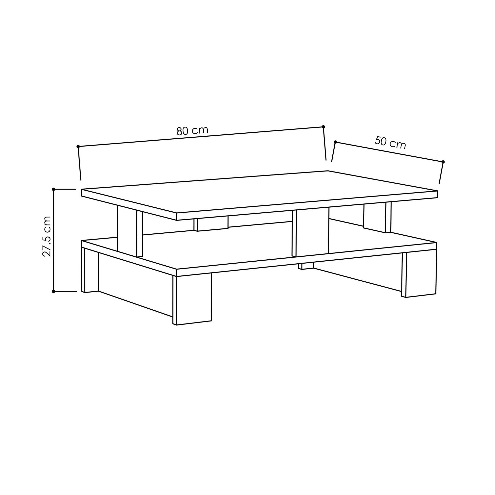 Masuta de cafea, Hanah Home, pal melaminat, antracit, 80x50x27.5 cm