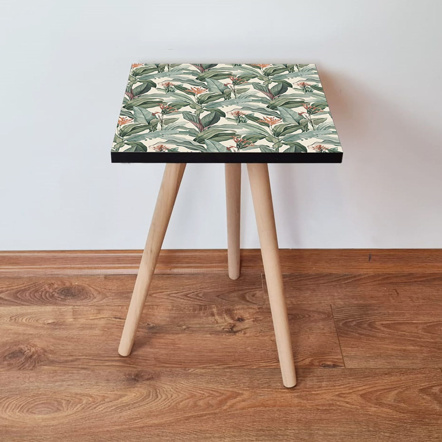 Masuta laterala, Hanah Home, mdf, verde alb portocaliu, 35x35x42 cm