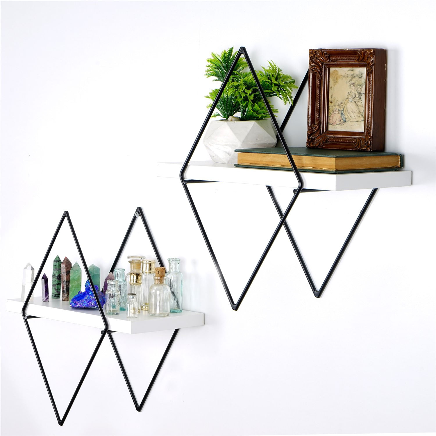 Raft de perete decorativ, Hanah Home, metal, alb, 40x31x15 cm — imaginea 4