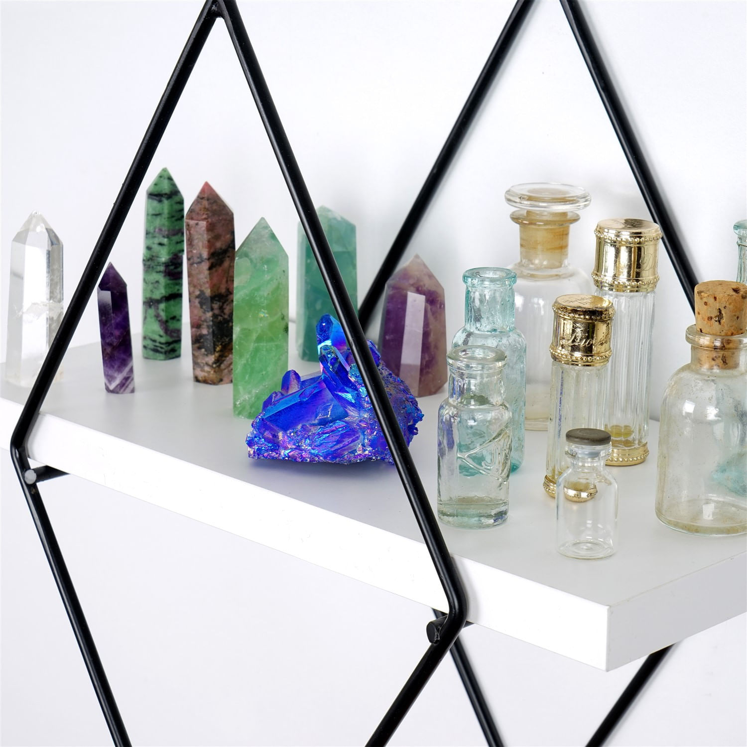 Raft de perete decorativ, Hanah Home, metal, alb, 40x31x15 cm — imaginea 6