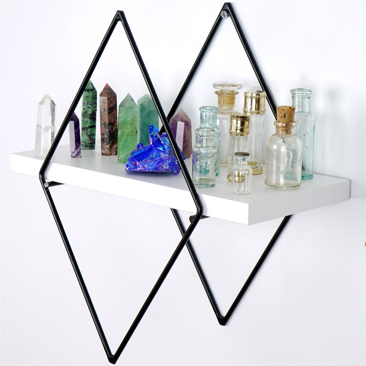 Raft de perete decorativ, Hanah Home, metal, alb, 40x31x15 cm — imaginea 9