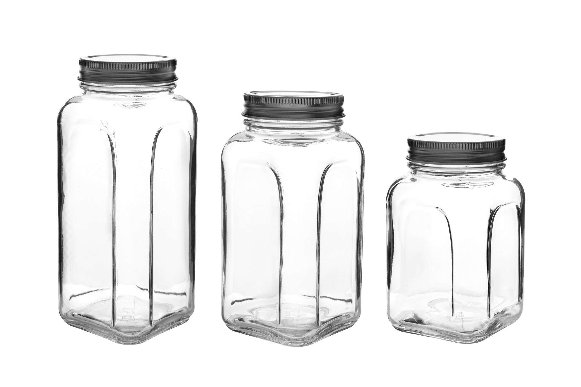 Set borcane, Hermia, sticla, argintiu, 3 piese, 660/820/980 ml