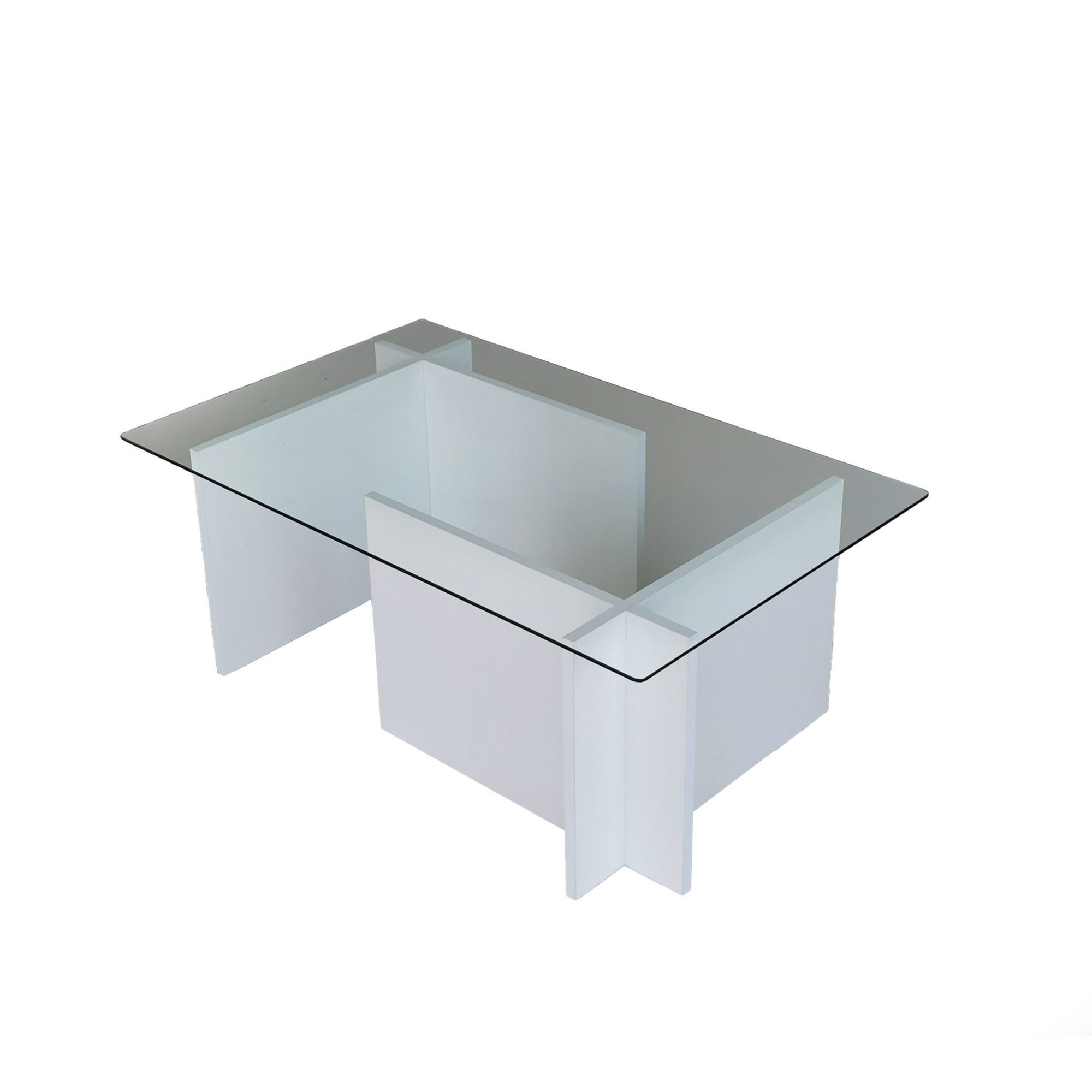 Masuta de cafea, Hanah Home, sticla securizata, alb, 105x65x40 cm — imaginea 2