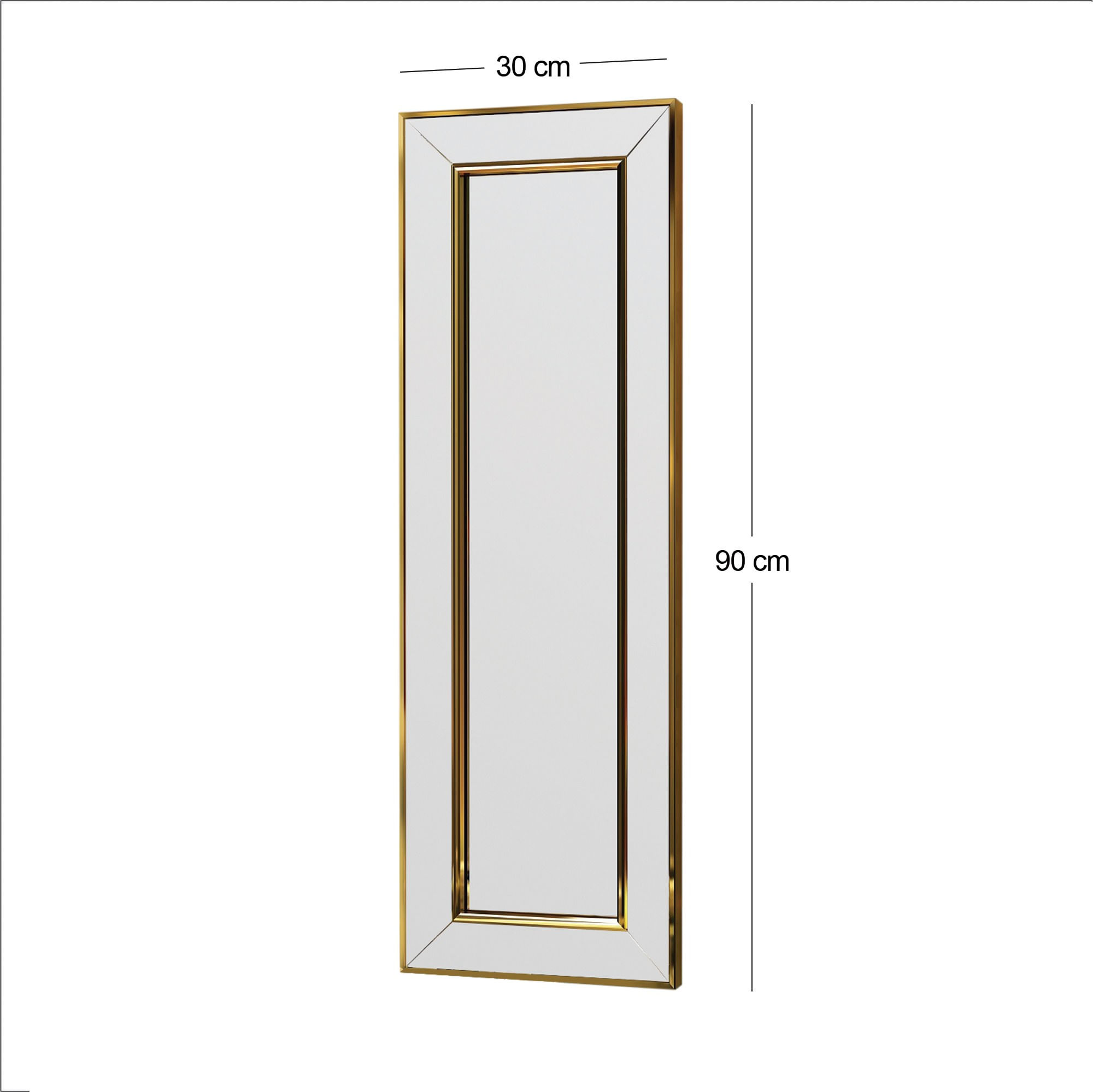 Oglinda, Hanah Home, mdf, auriu, 30x90x3.2 cm