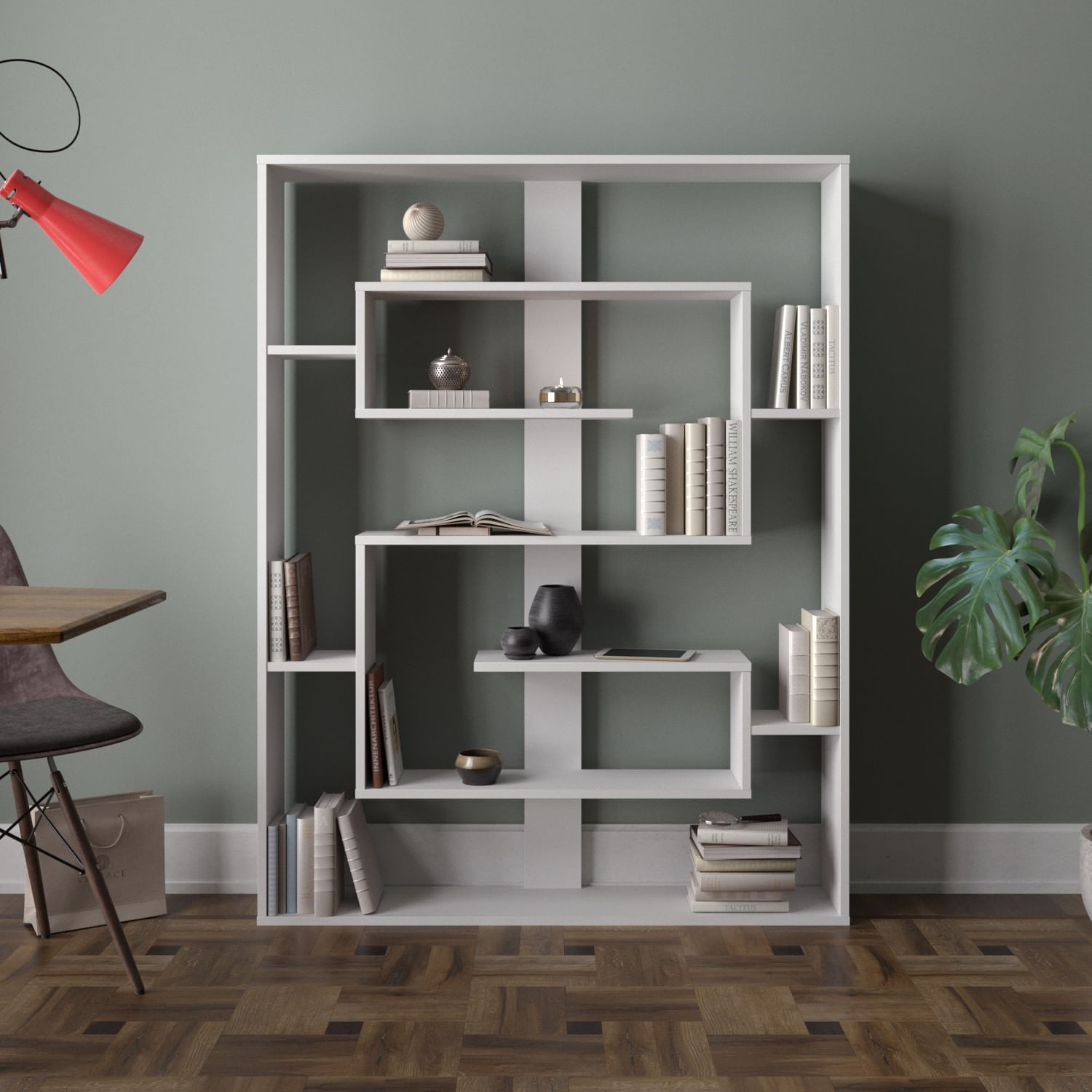 Biblioteca, Hanah Home, pal melaminat, alb, 120x22x156 cm