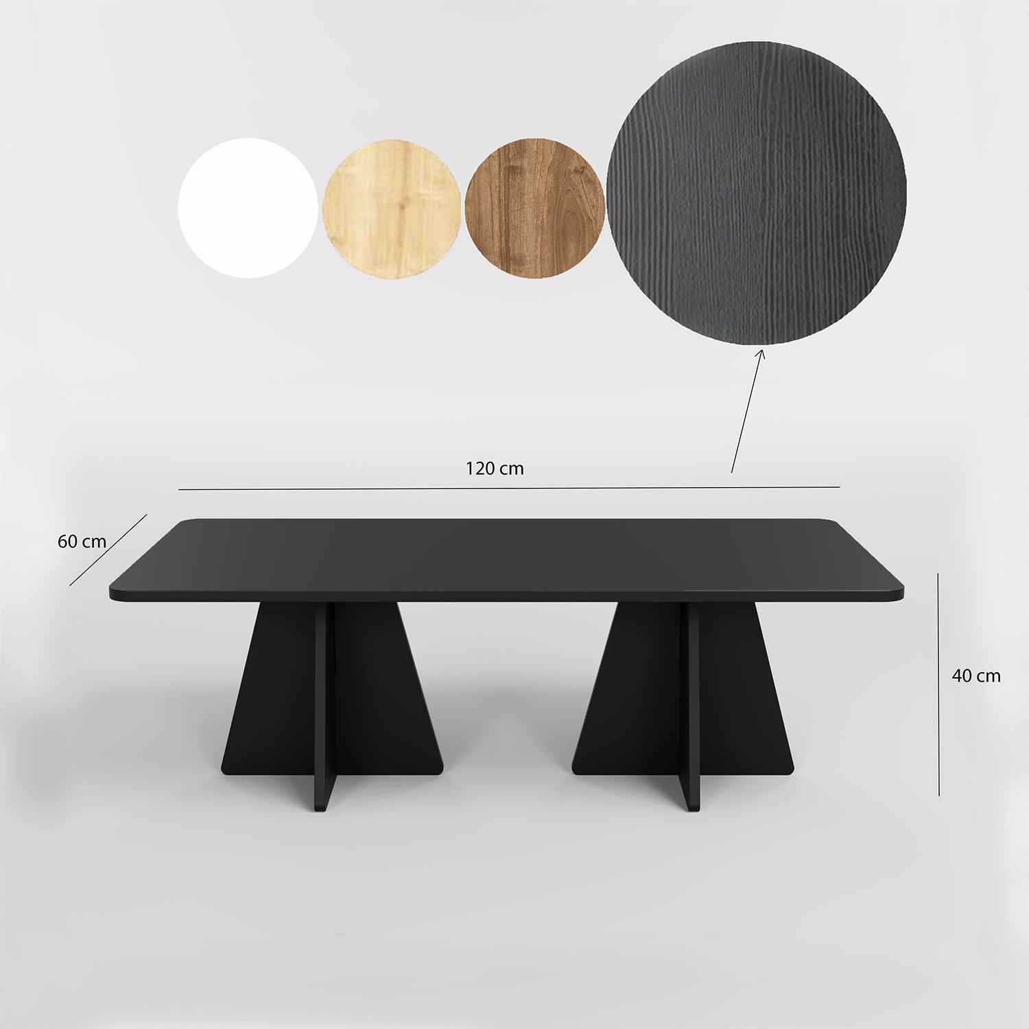 Masuta de cafea, Hanah Home, pal melaminat, negru, 120x60x40 cm — imaginea 2