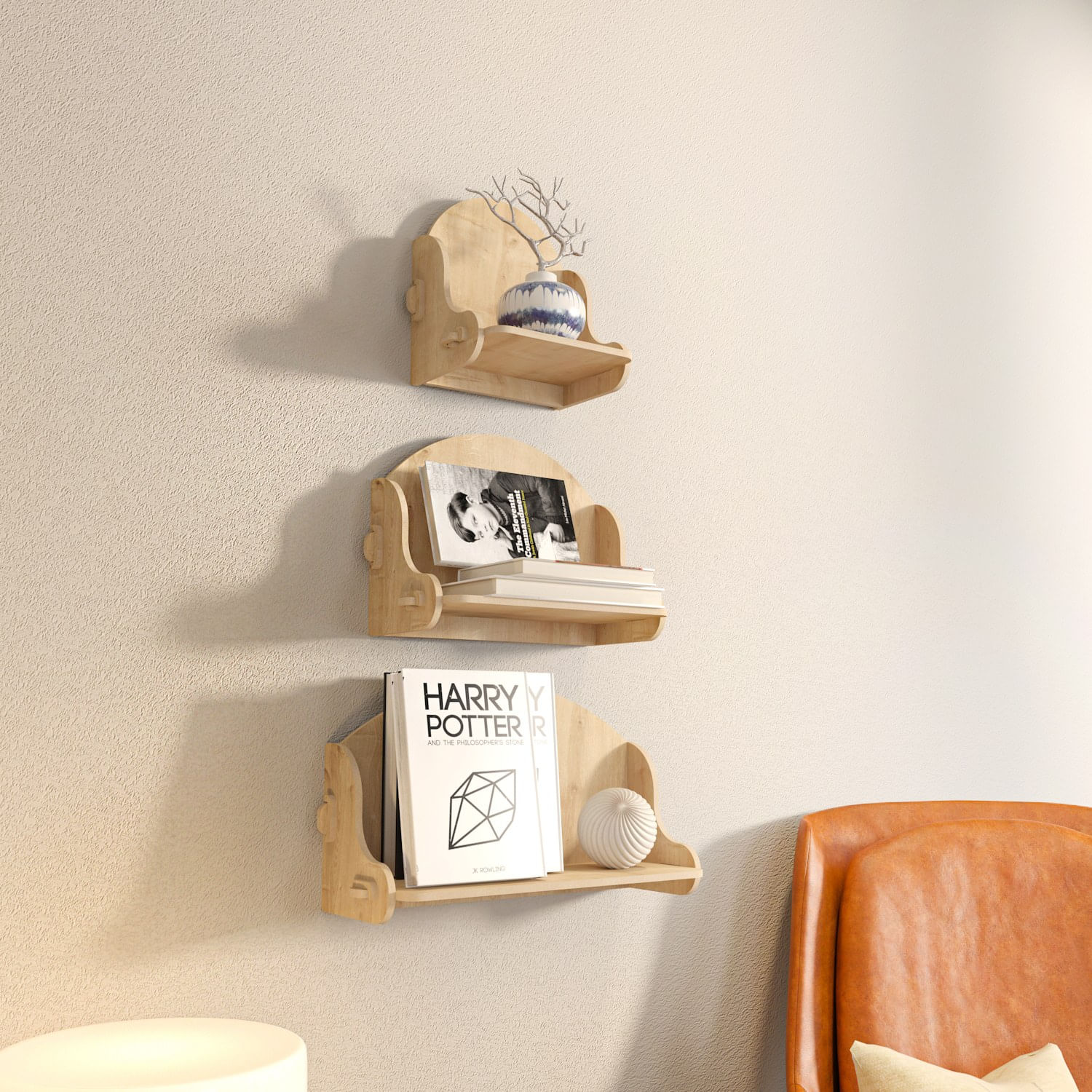 Raft de perete, Hanah Home, pal melaminat, stejar, 24.8x25x15 cm — imaginea 6