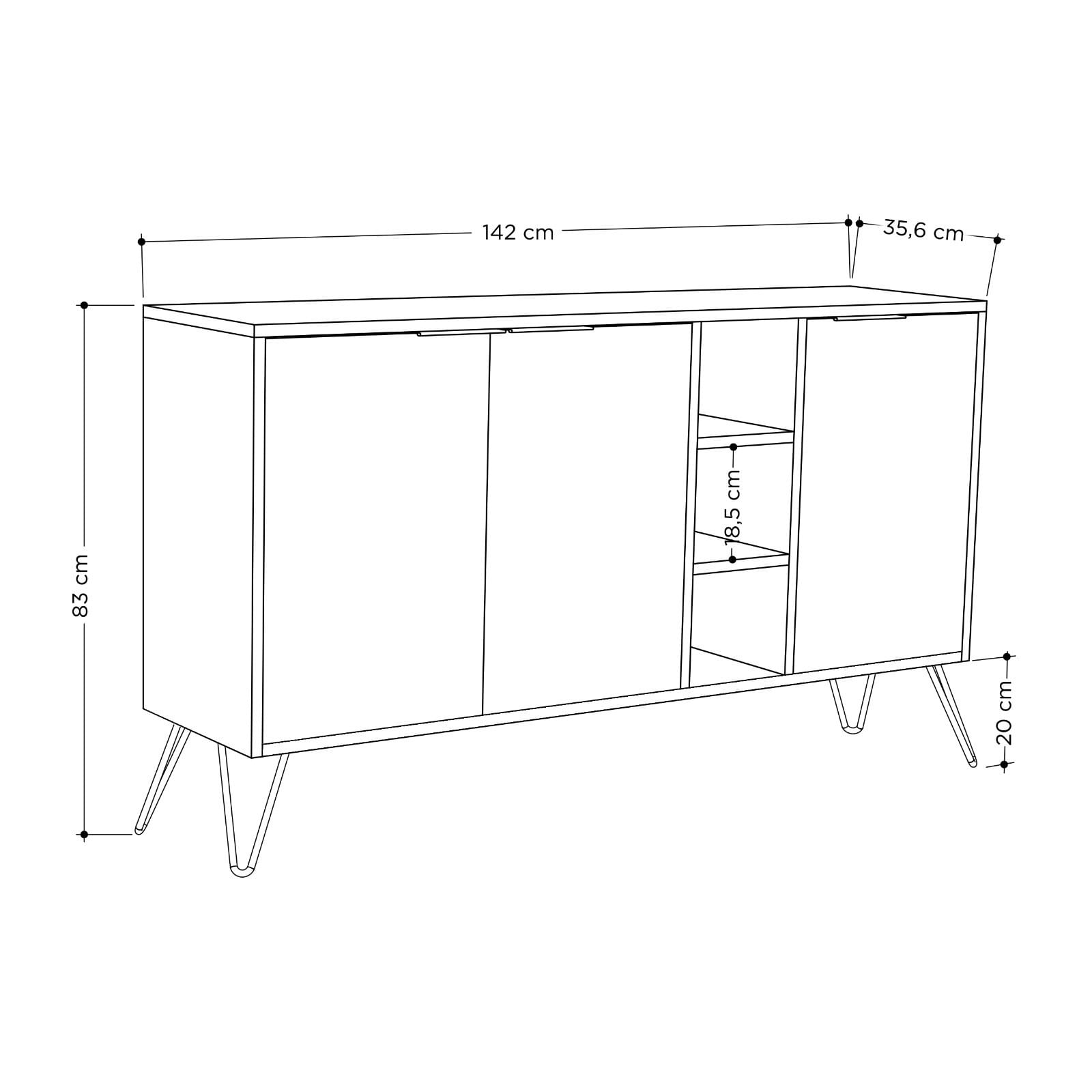 Consola, Hanah Home, pal melaminat, stejar, 142x35.6x83 cm — imaginea 2
