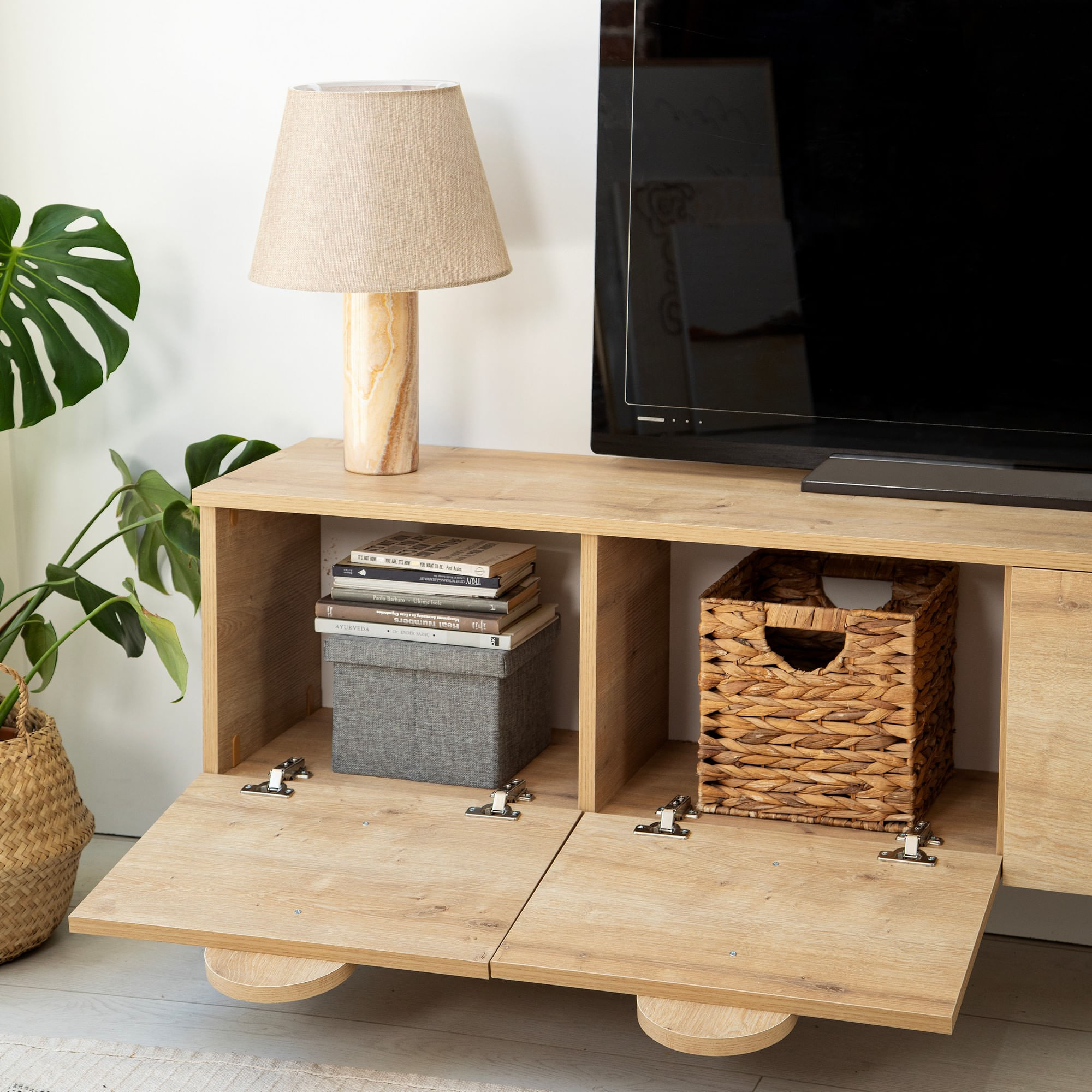 Comoda tv, Hanah Home, pal melaminat, stejar, 180x35x45 cm, 552NOS2427 — imaginea 5