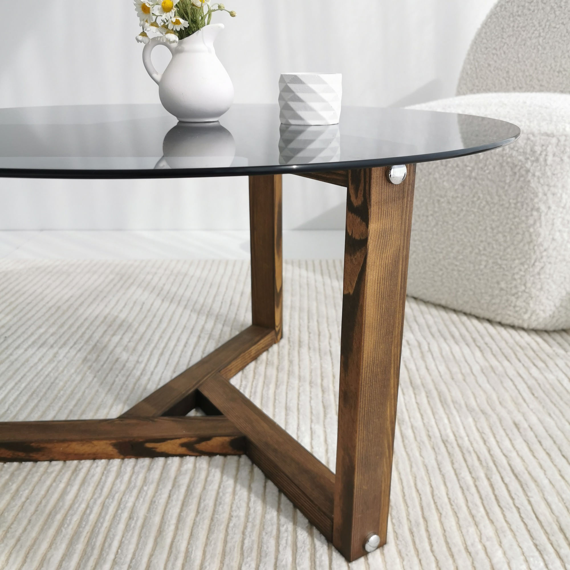Masuta de cafea, Hanah Home, sticla securizata, fumuriu, 75x75x40 cm — imaginea 8