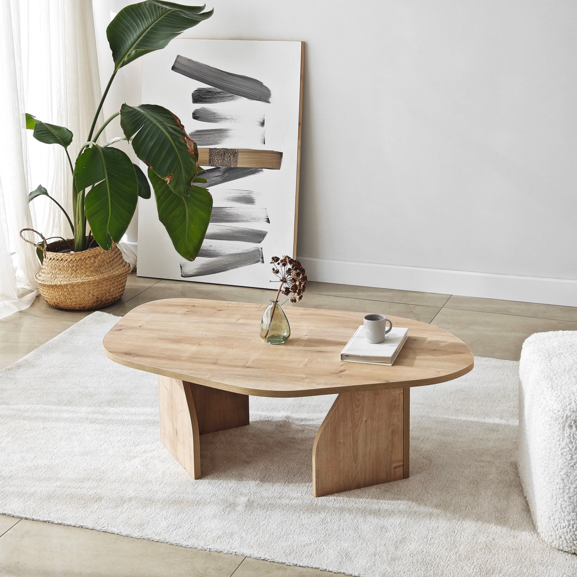Masuta de cafea, Hanah Home, pal melaminat, stejar safir, 105x65x35 cm — imaginea 2