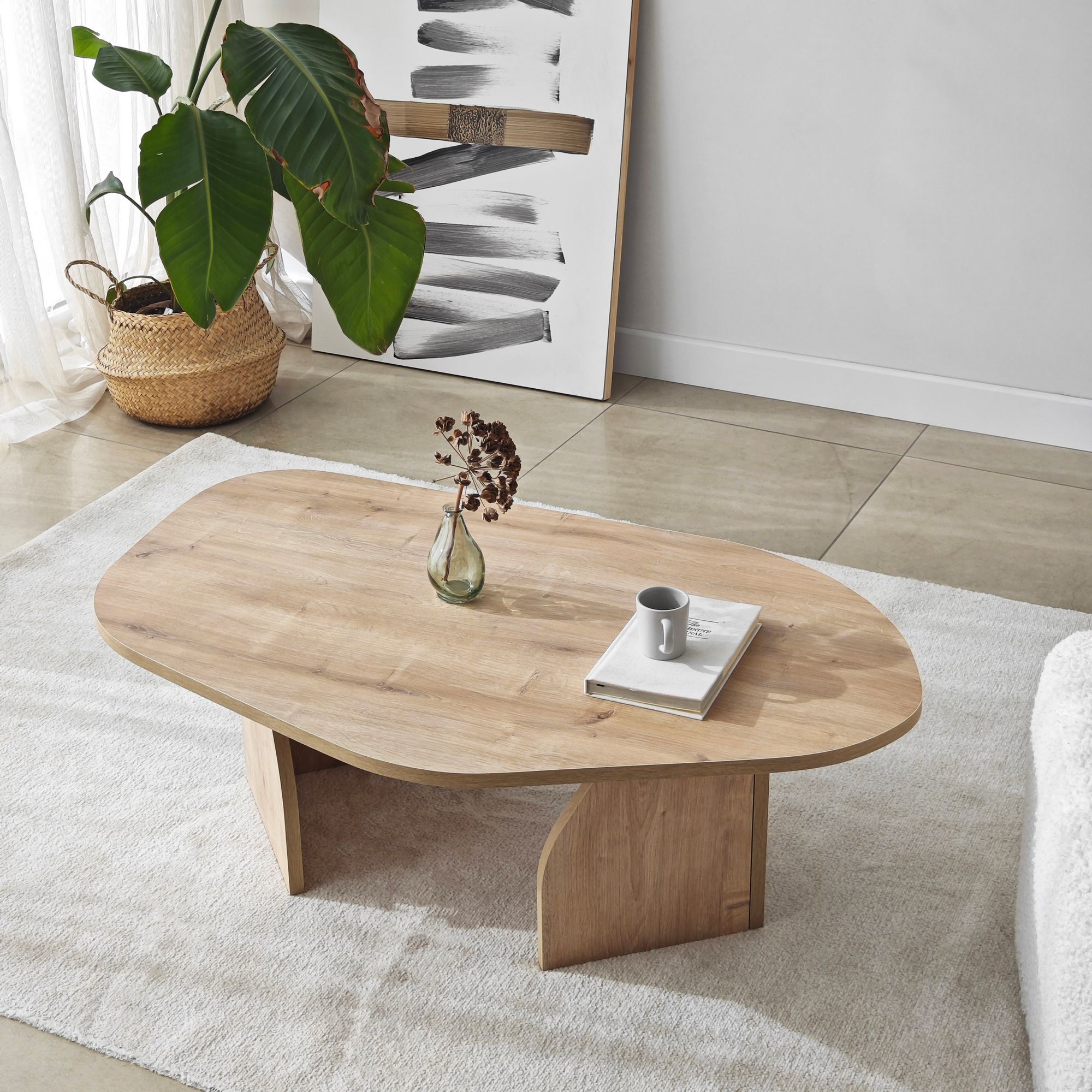 Masuta de cafea, Hanah Home, pal melaminat, stejar safir, 105x65x35 cm — imaginea 4