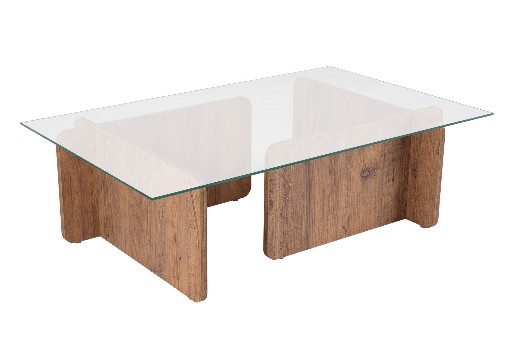 Masuta de cafea, Hanah Home, sticla calita si pal melaminat, pin atlantic, 105x65x30 cm — imaginea 2
