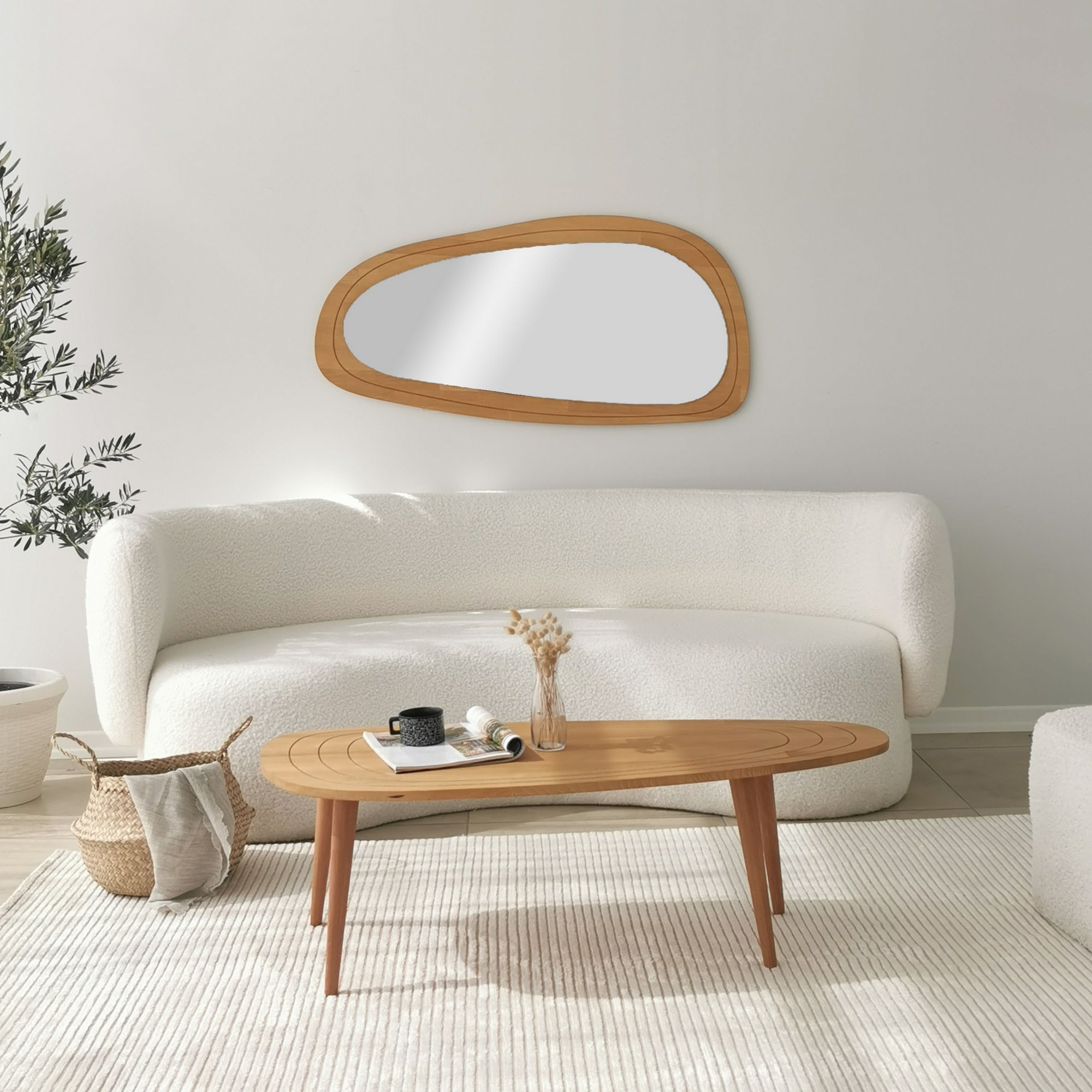 Masuta de cafea, Hanah Home, lemn de pin si fag, teak, 115x50x38 cm