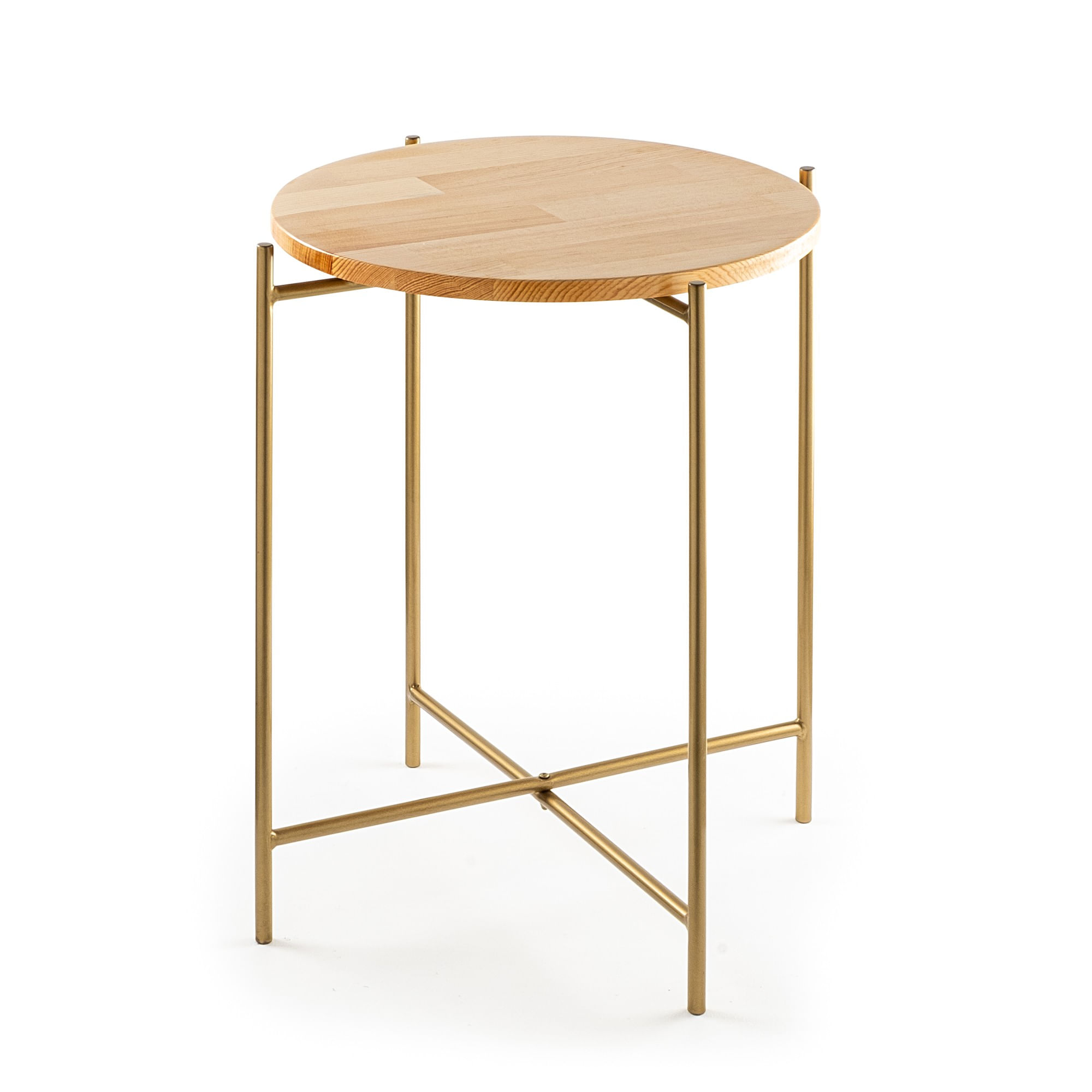 Masuta de cafea, Hanah Home, lemn, auriu si natur, 46x46x56 cm — imaginea 2