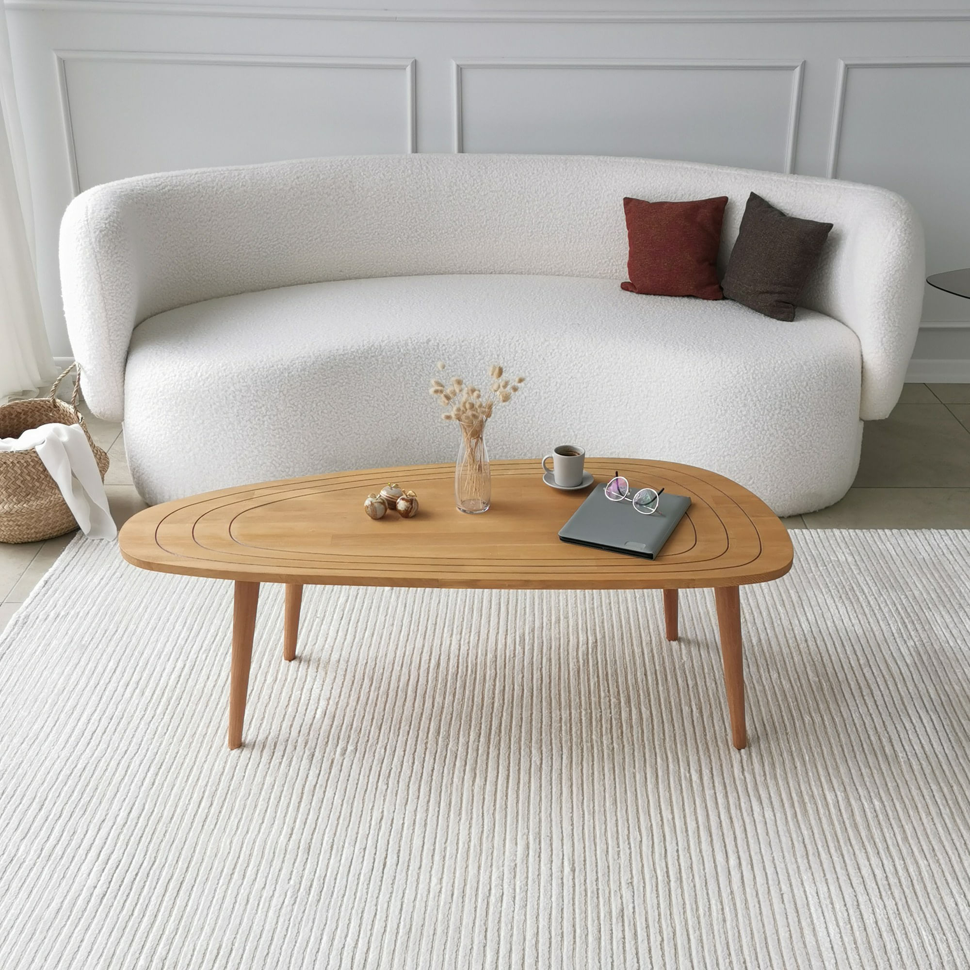 Masuta de cafea, Hanah Home, lemn de pin si fag, teak, 115x50x38 cm — imaginea 3