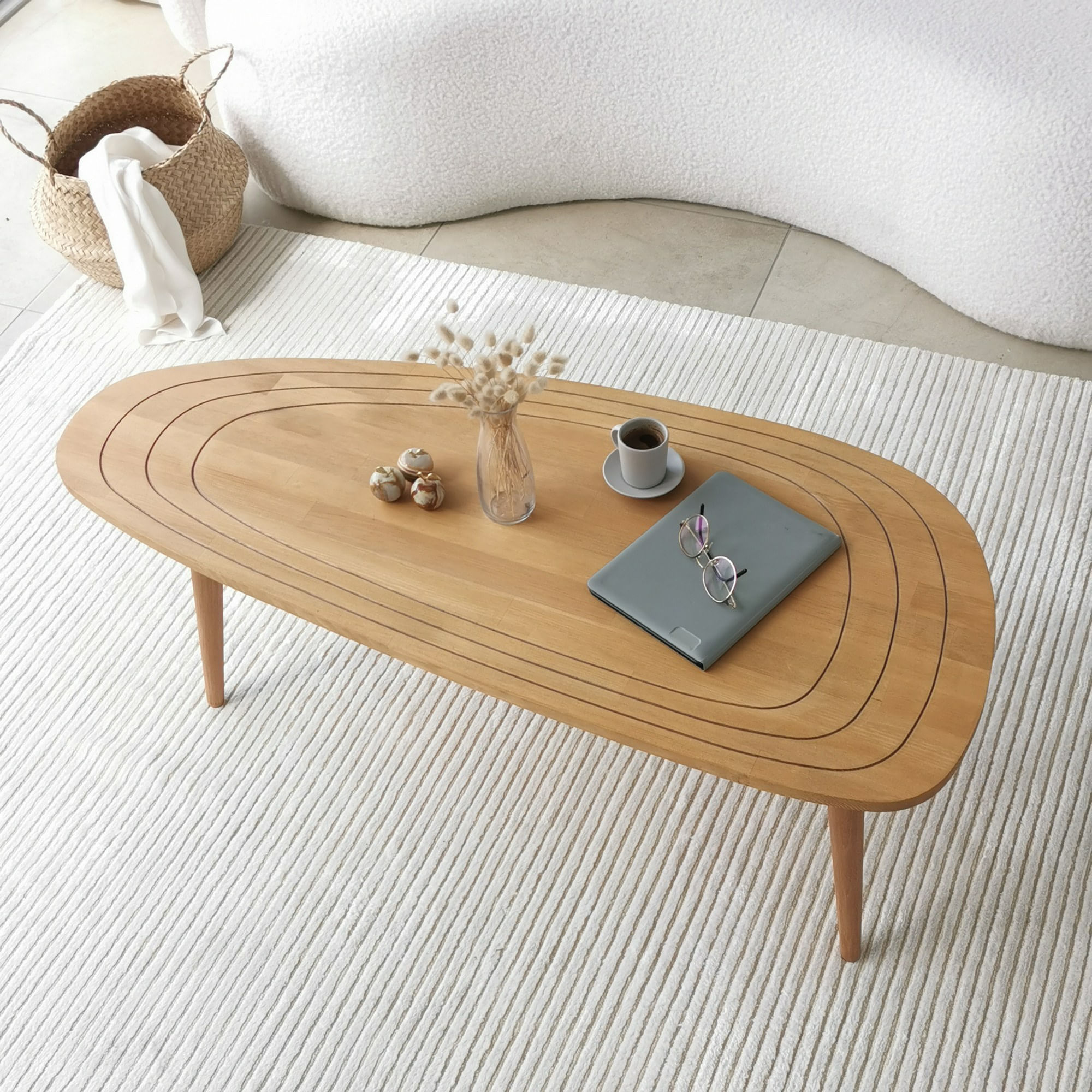 Masuta de cafea, Hanah Home, lemn de pin si fag, teak, 115x50x38 cm — imaginea 4