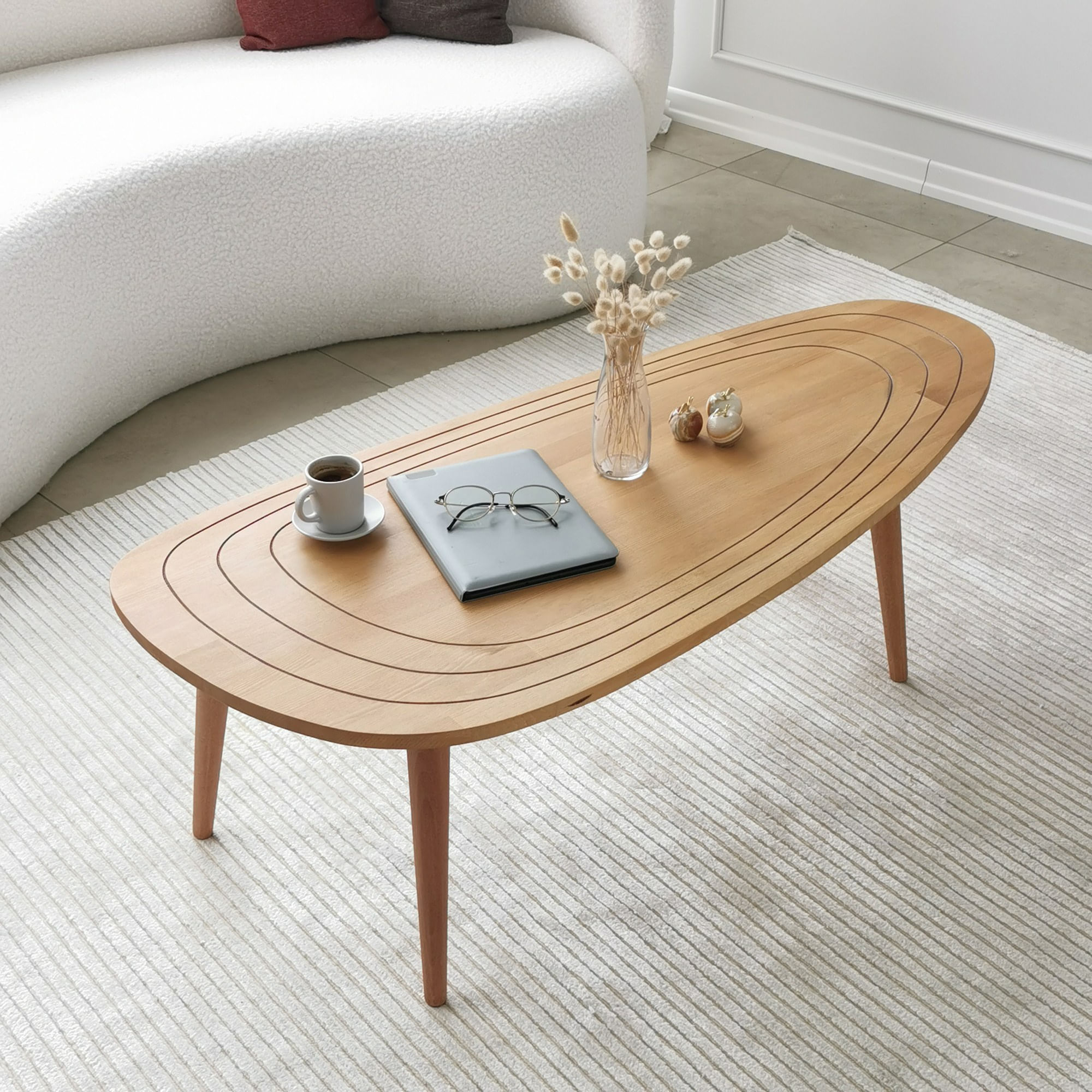 Masuta de cafea, Hanah Home, lemn de pin si fag, teak, 115x50x38 cm — imaginea 6