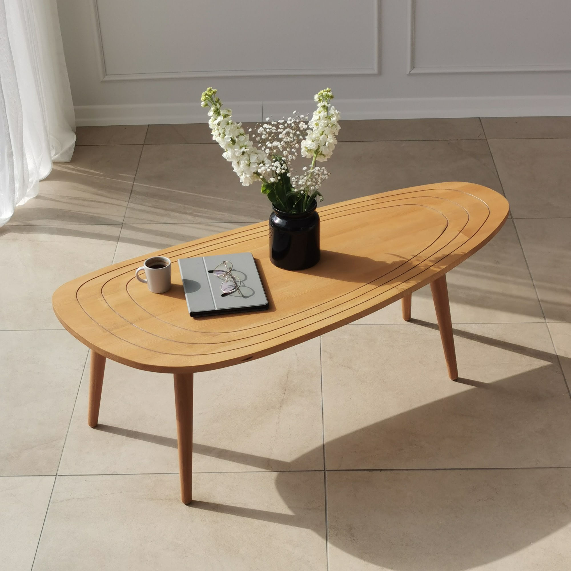 Masuta de cafea, Hanah Home, lemn de pin si fag, teak, 115x50x38 cm — imaginea 7
