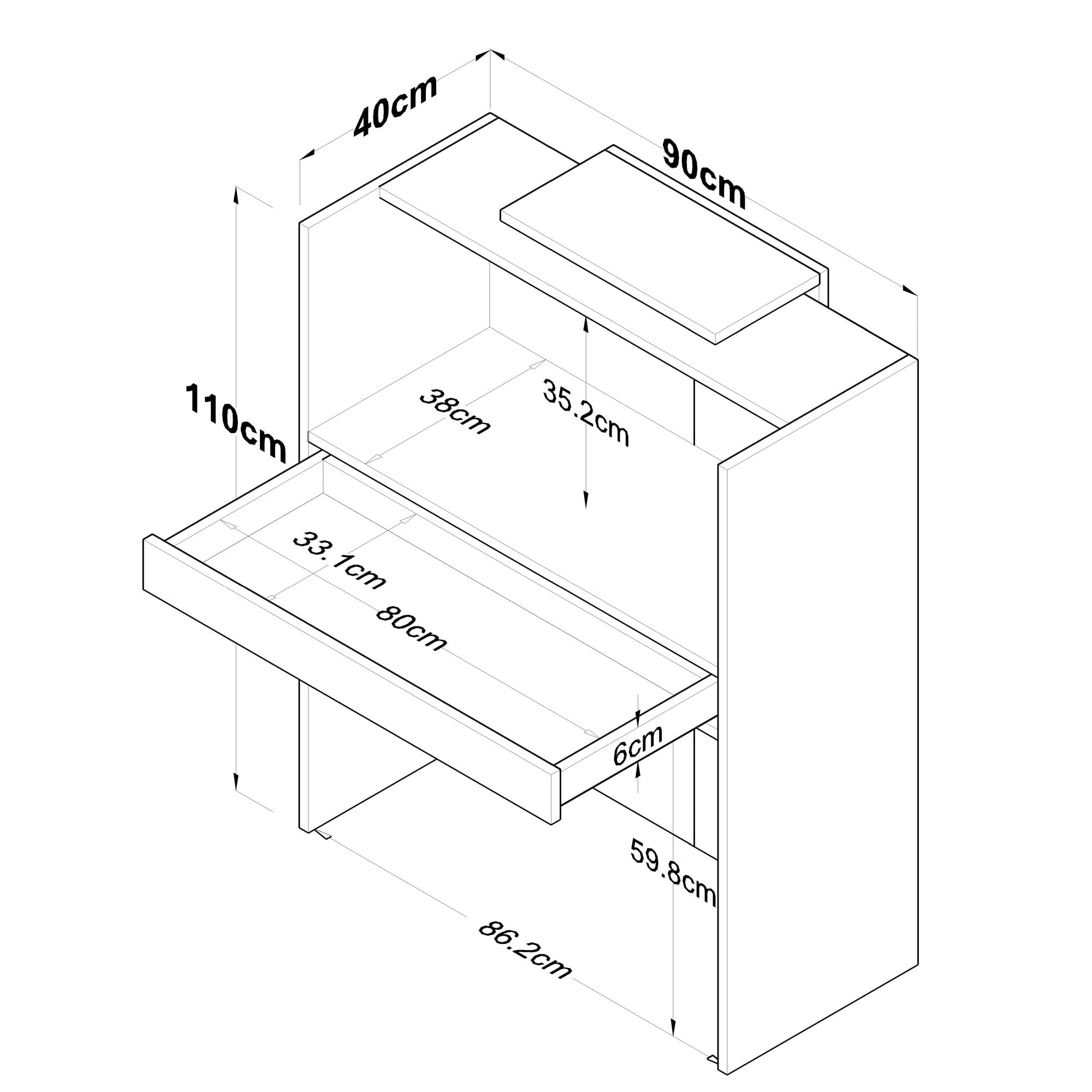 Masa receptie, Hanah Home, PAL melaminat, nuc si antracit, 90x40x110 cm - imagine 2